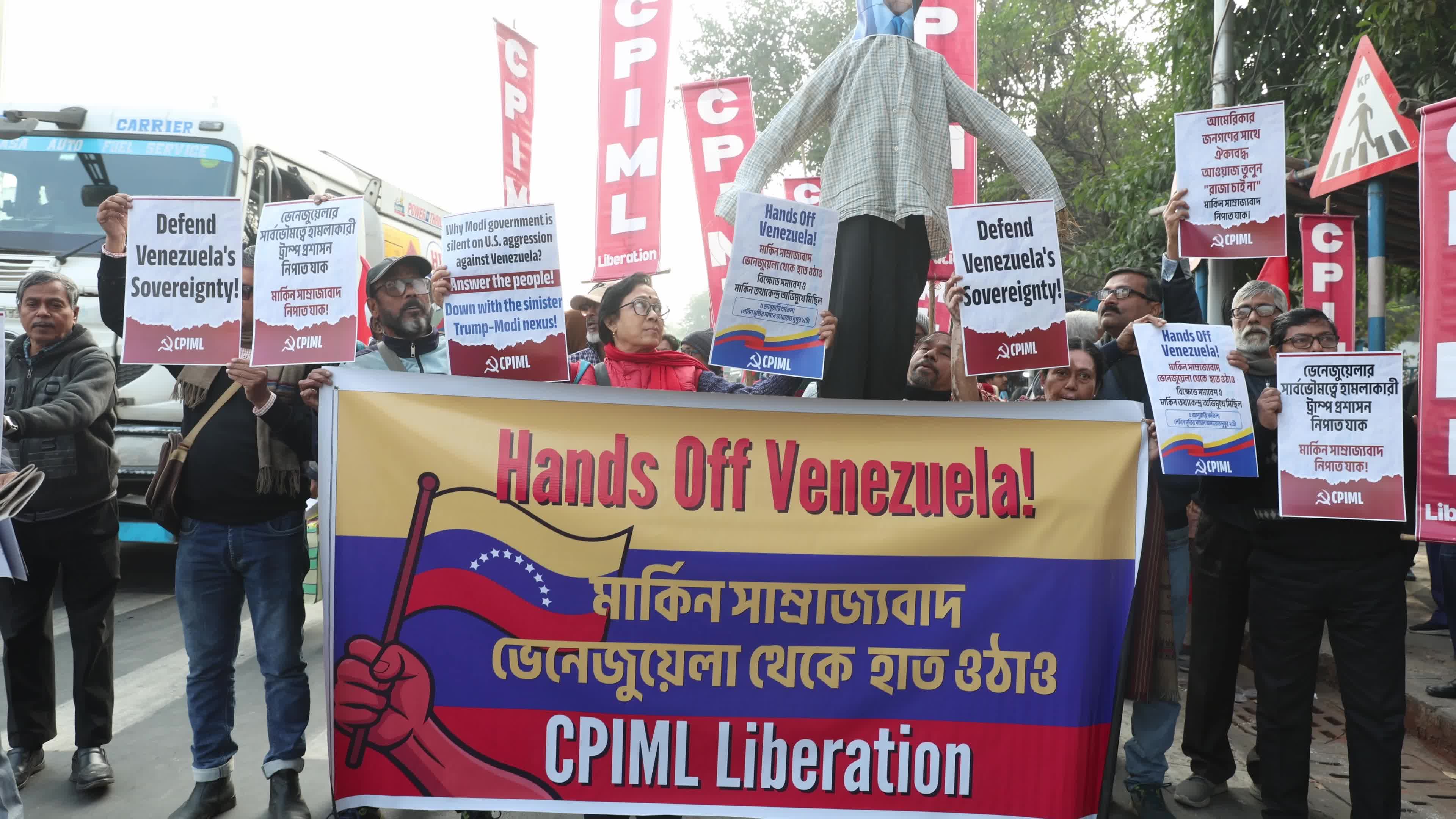 No War On Venezuela Protest In Kolkata, India 