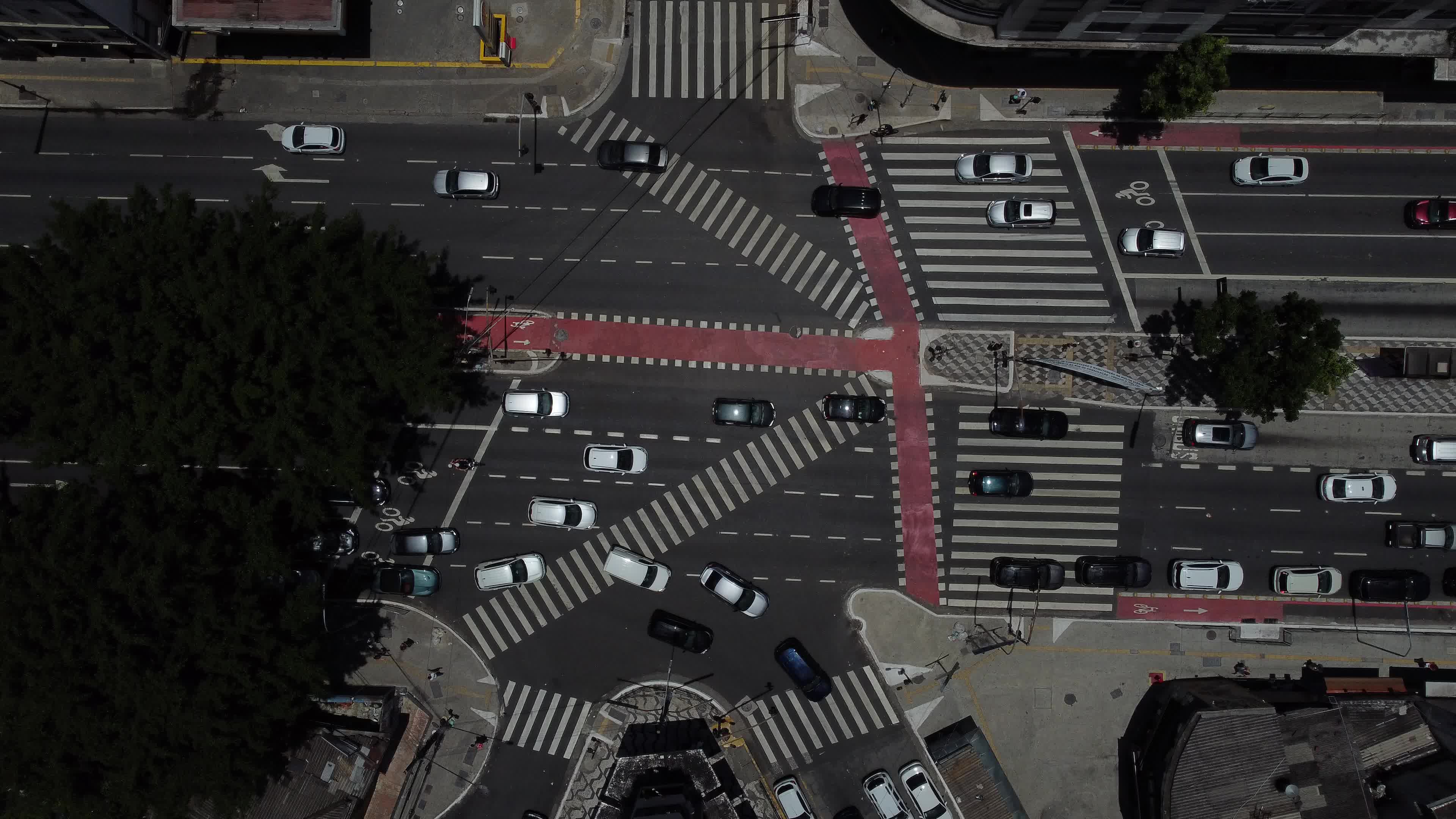 Aerial drone view of avenue in downtown São Paulo, Brazil, video