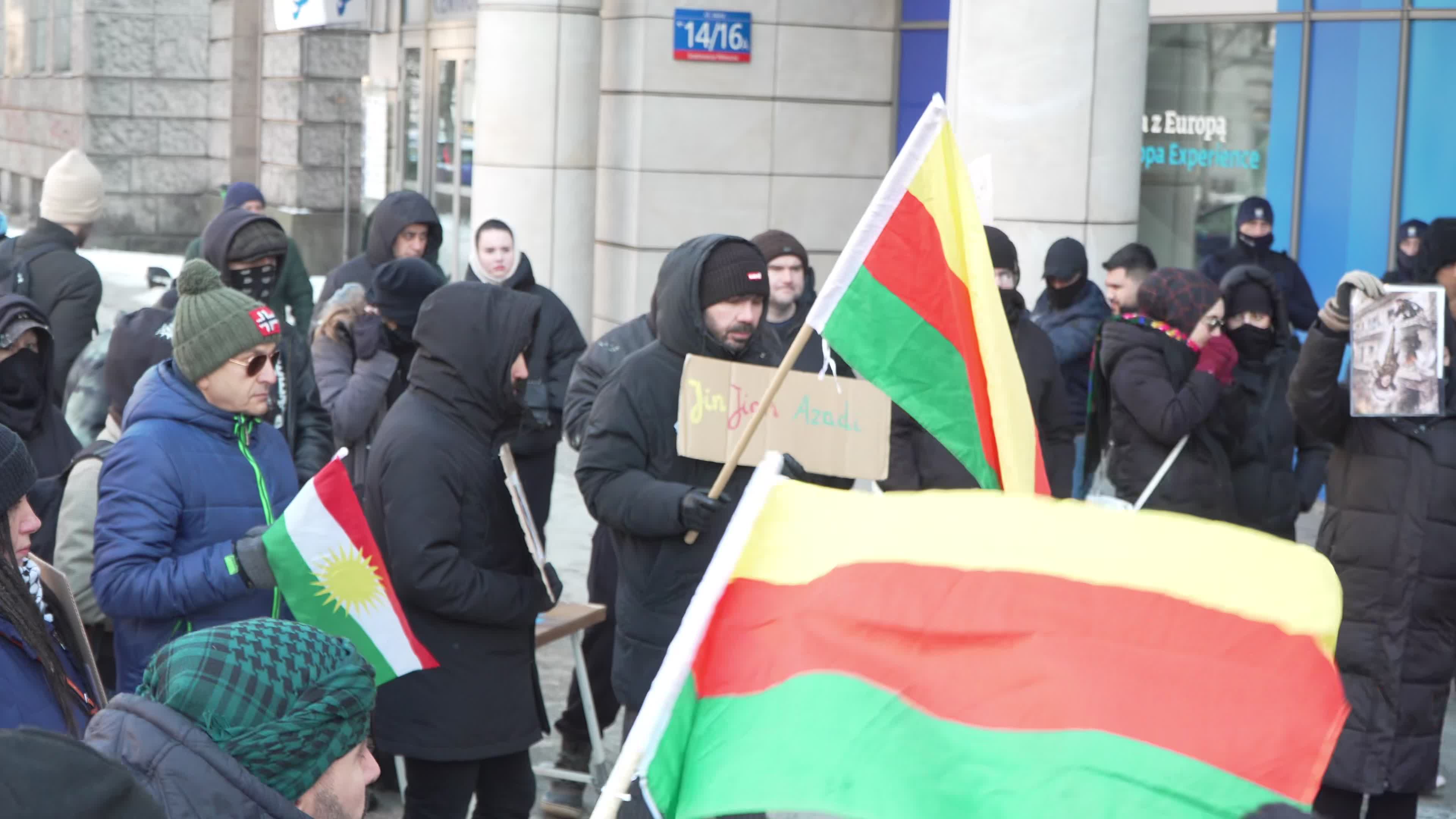 Kurds Rally in Warsaw Over Syrian Military Seizure of Territory