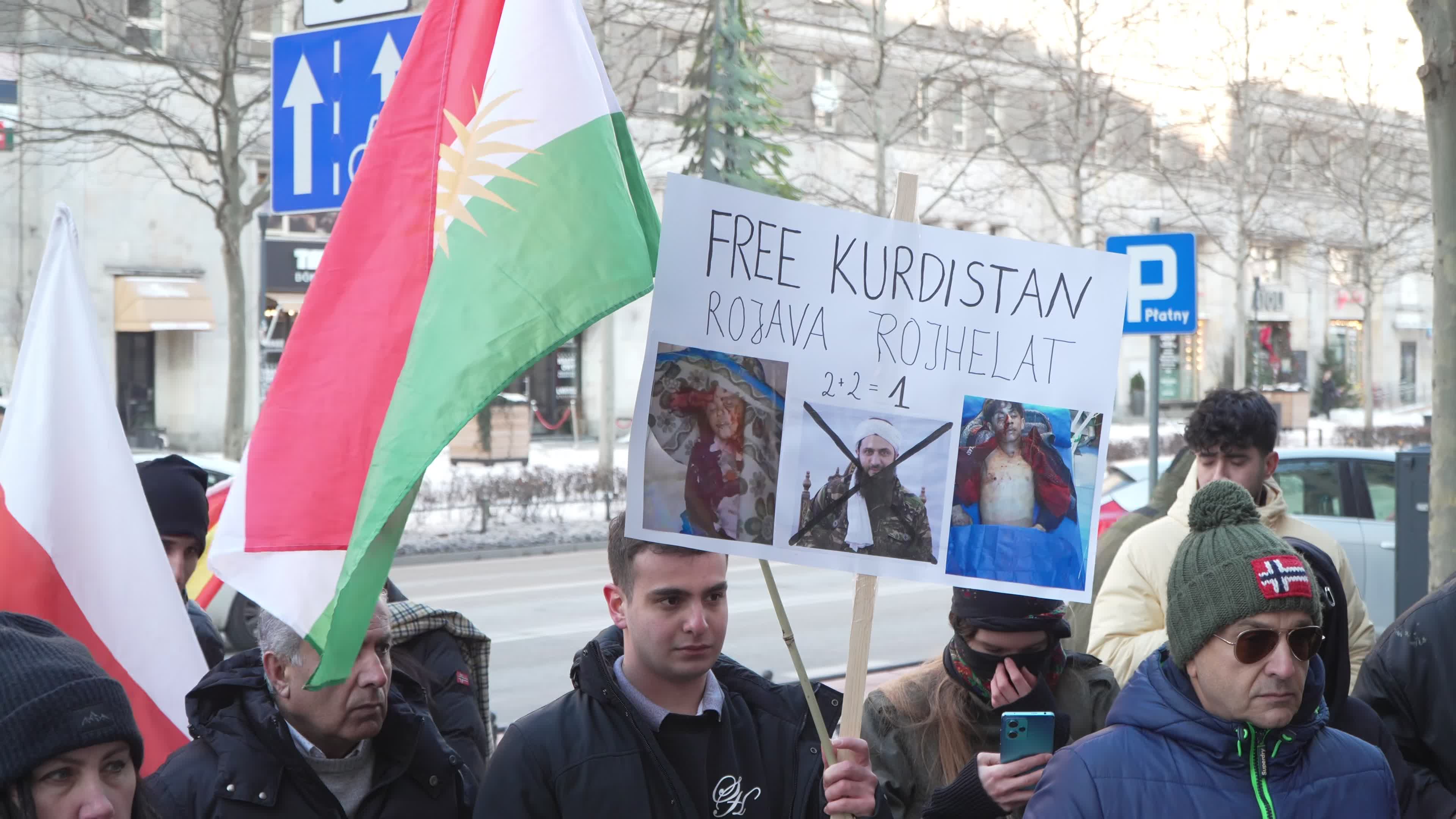 Kurds Rally in Warsaw Over Syrian Military Seizure of Territory