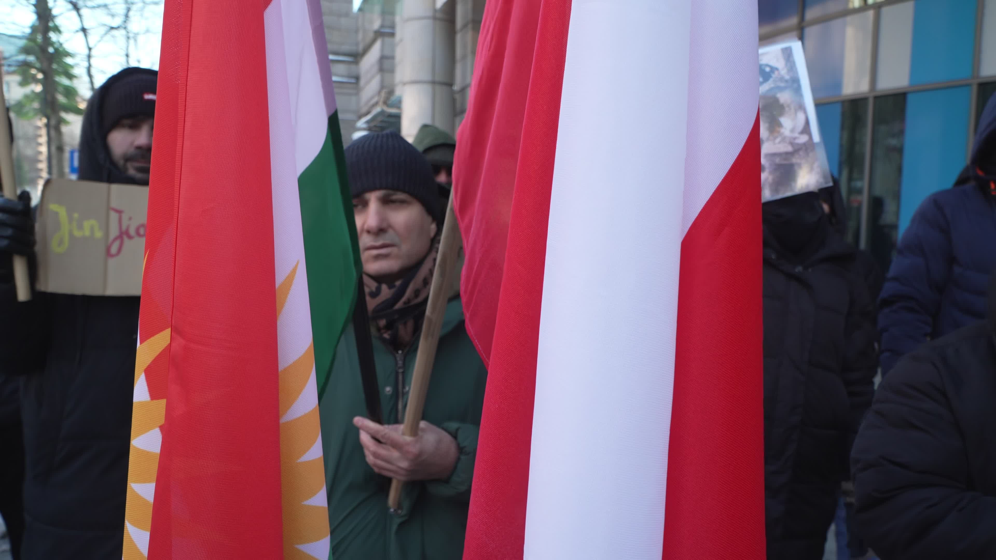 Kurds Rally in Warsaw Over Syrian Military Seizure of Territory