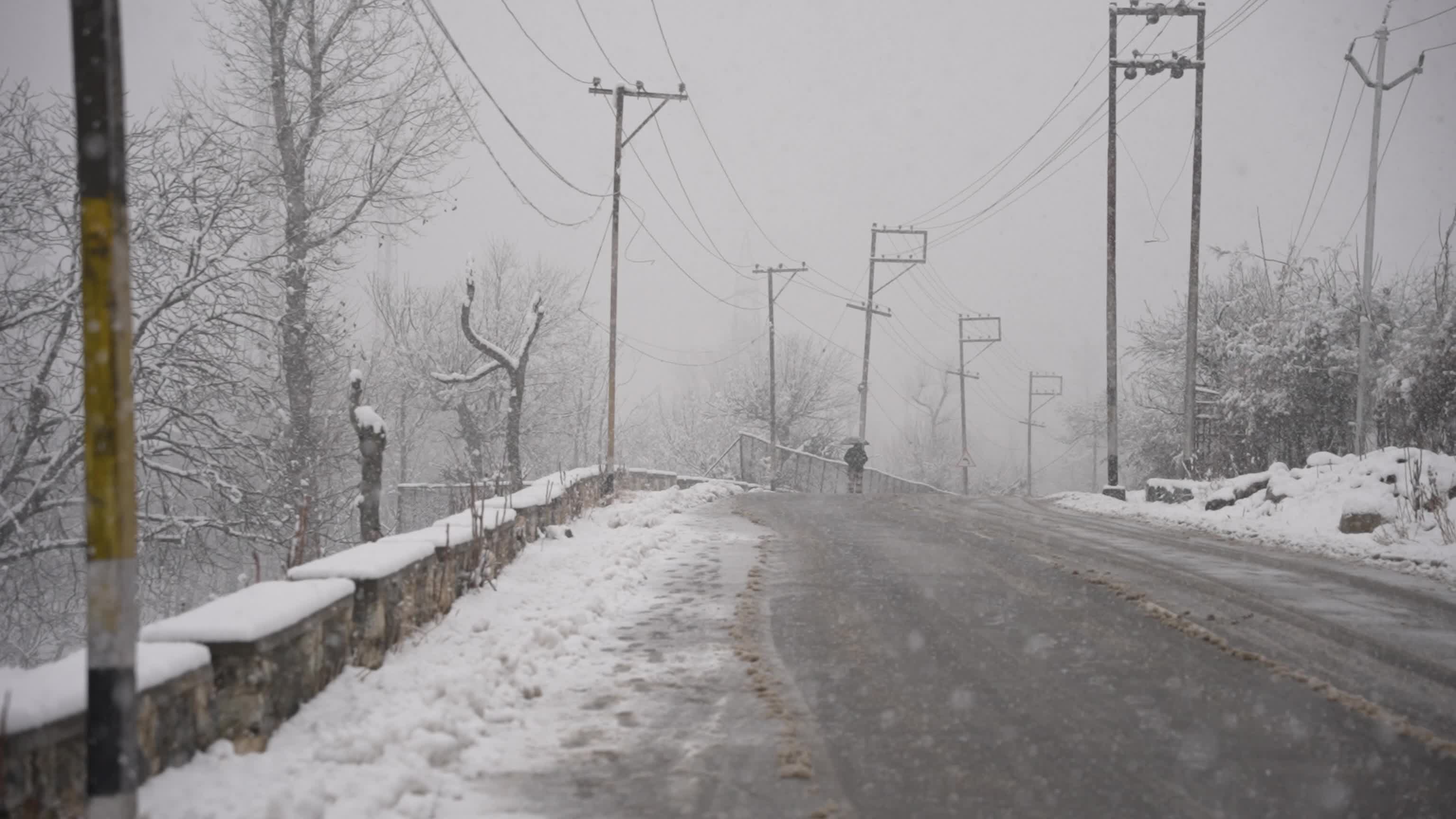 Snowfall disrupts transport across Kashmir Valley in Srinagar, India