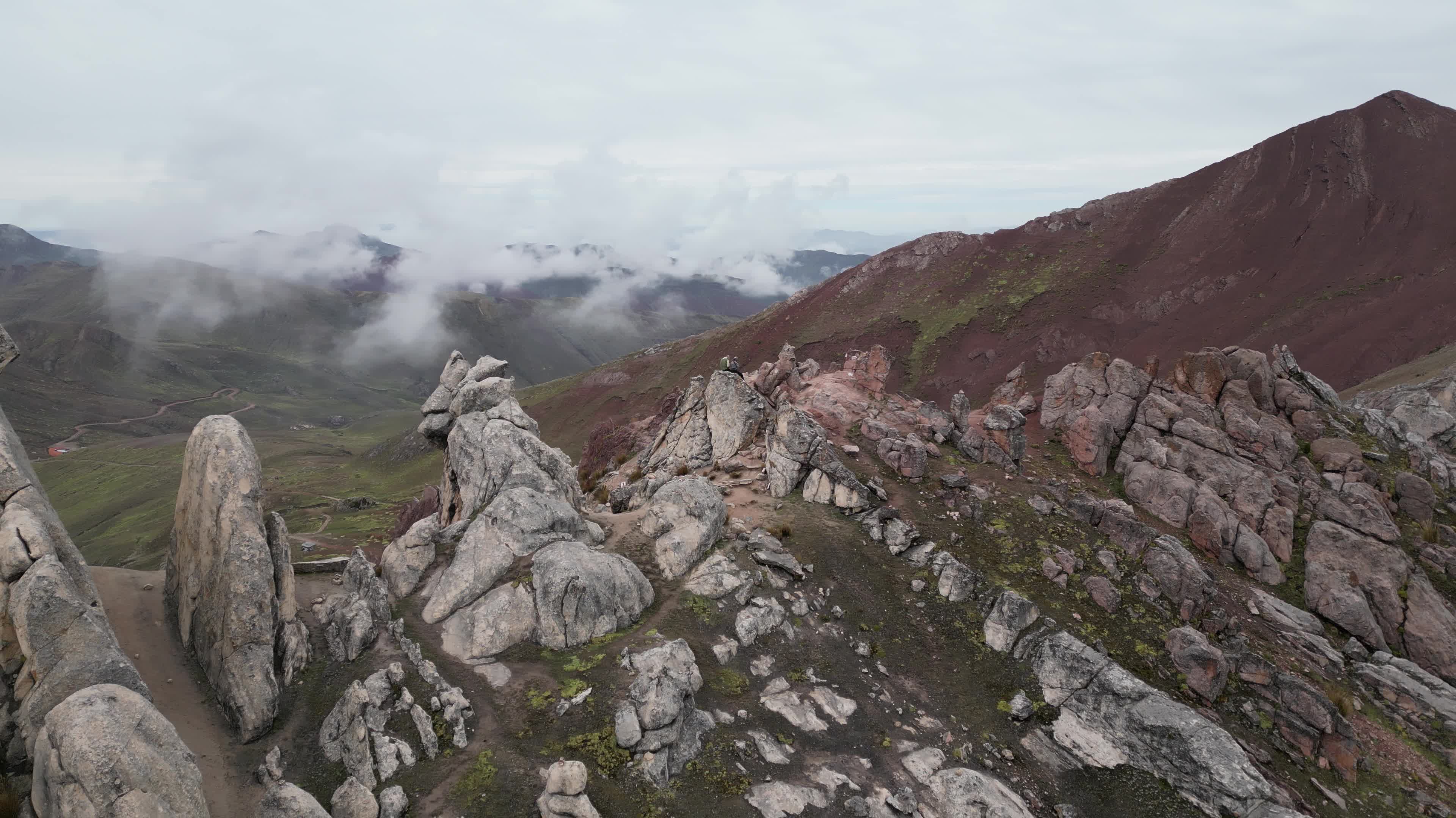 Drone video of the Palccoyo rainbow mountains