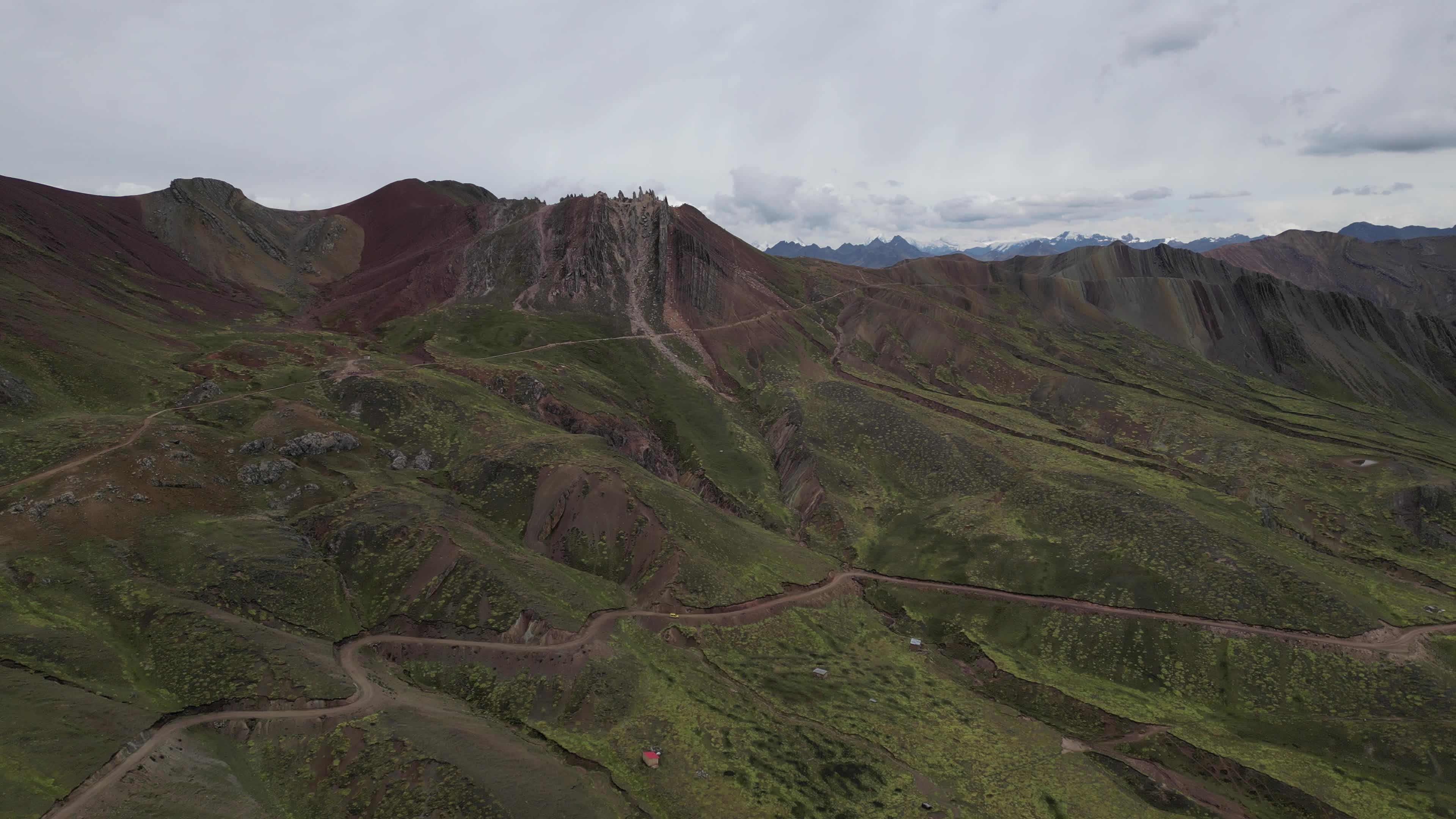 Drone video of the Palccoyo rainbow mountains