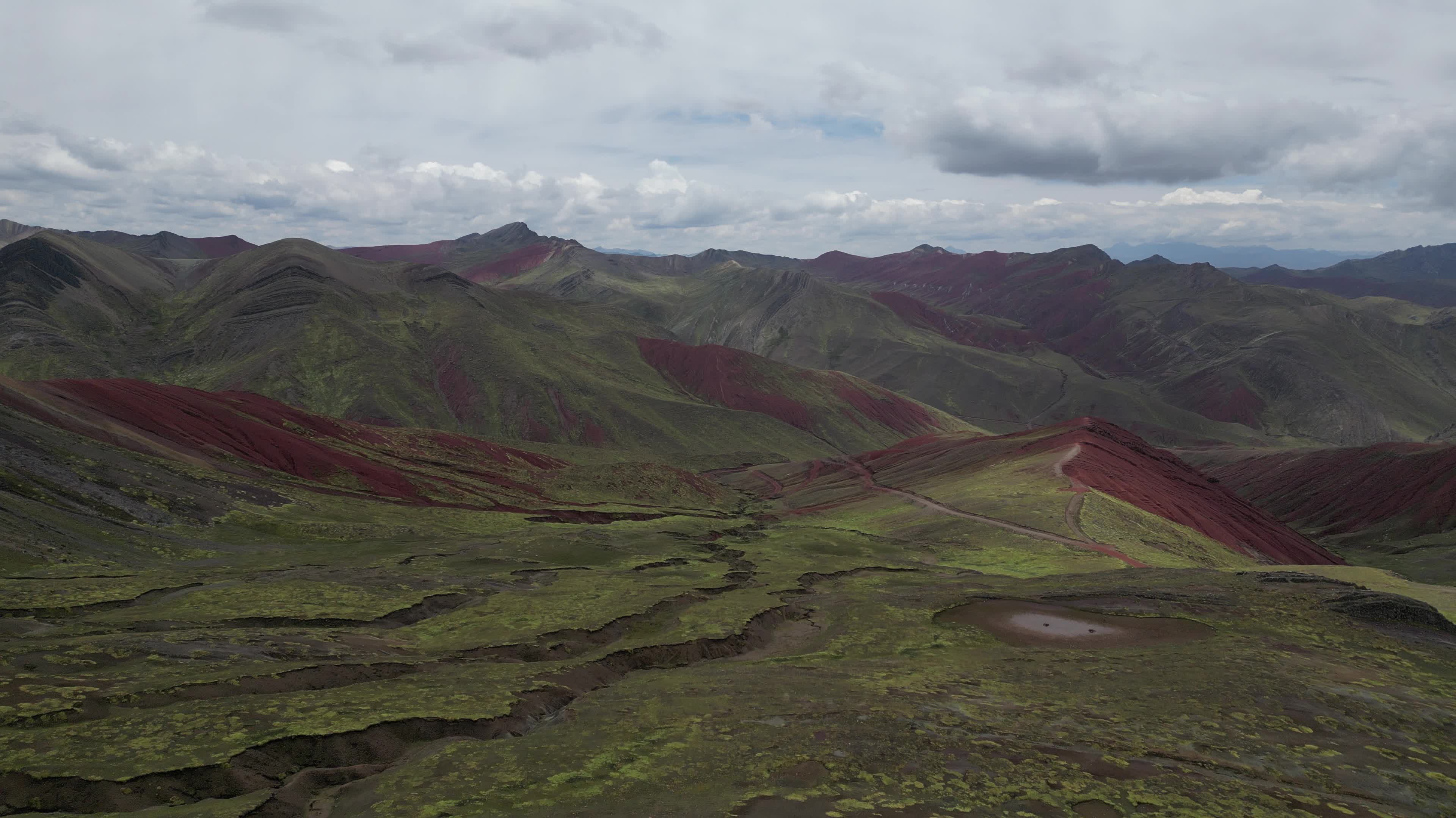 Drone video of the Palccoyo rainbow mountains
