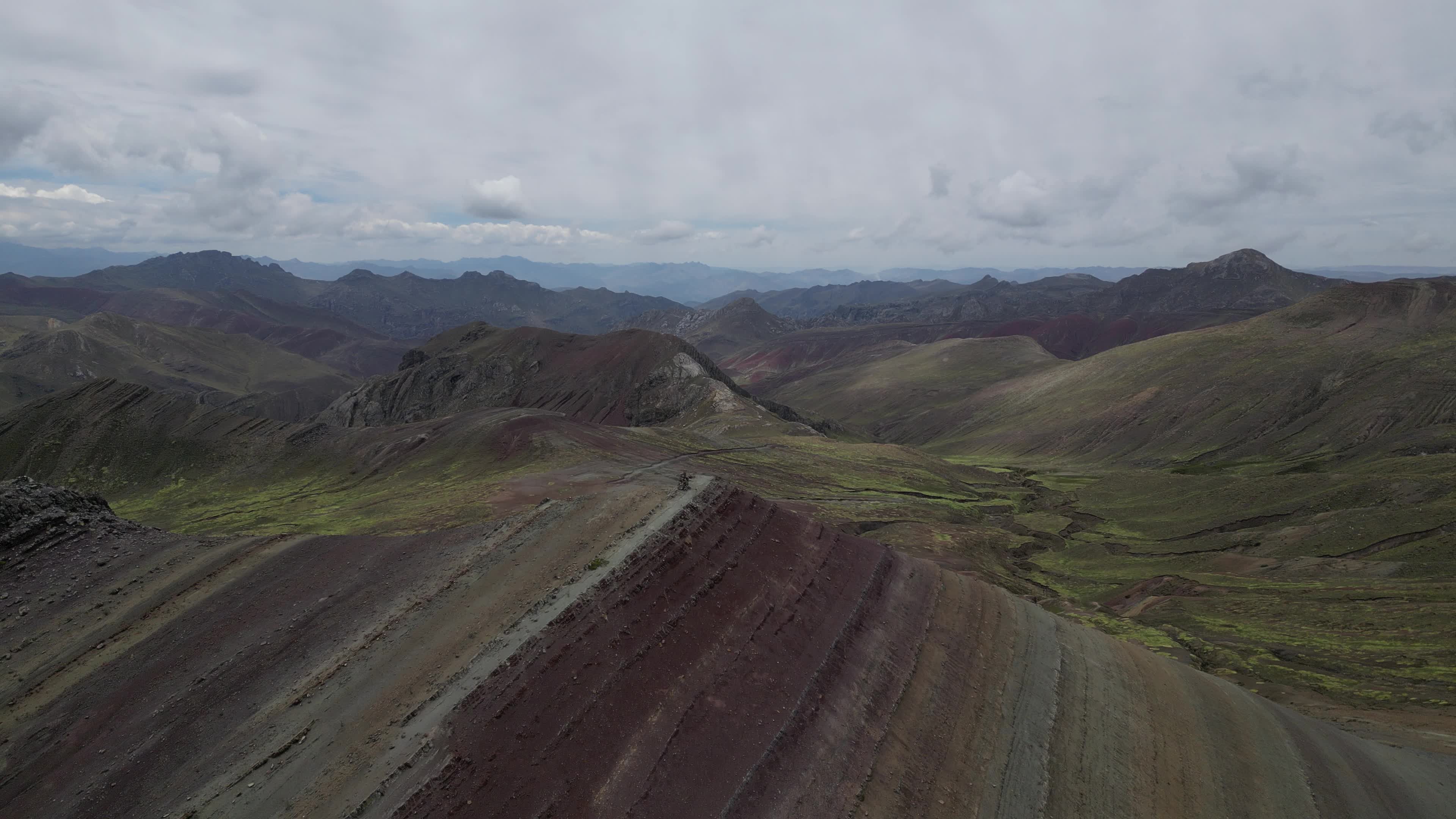 Drone video of the Palccoyo rainbow mountains