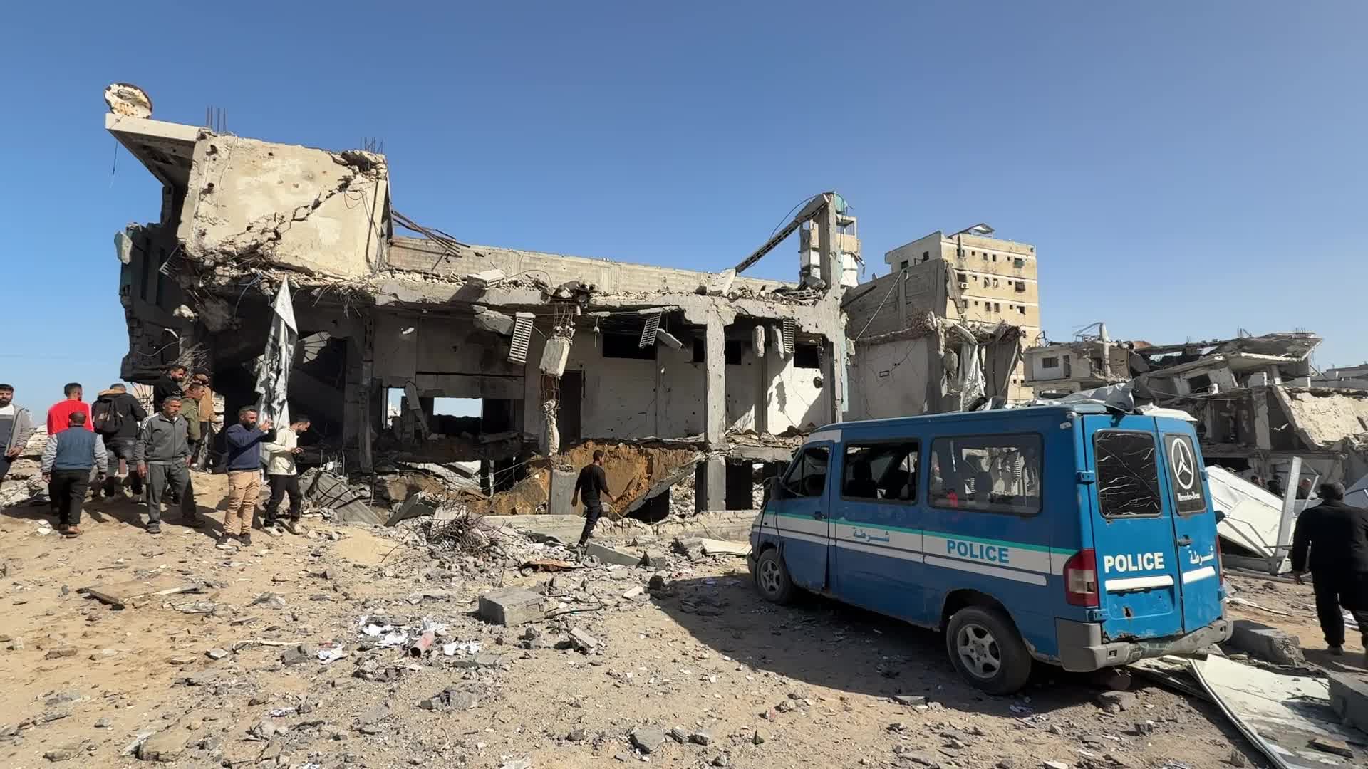 Damaged Police Station After the Israeli Aristrike In Gaza, Palestine