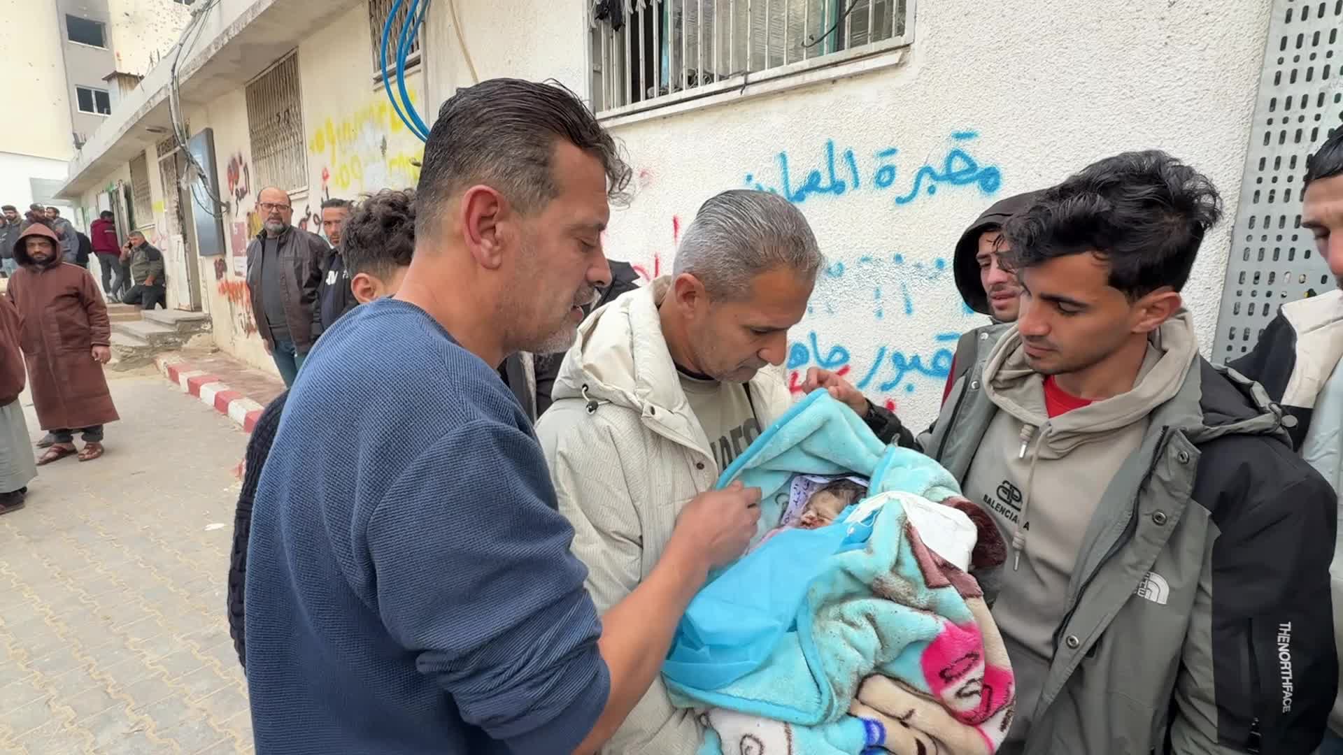 GRAPHIC CONTENT - Mourners React Following Israeli Strike At Al-Shifa Hospital In Gaza City