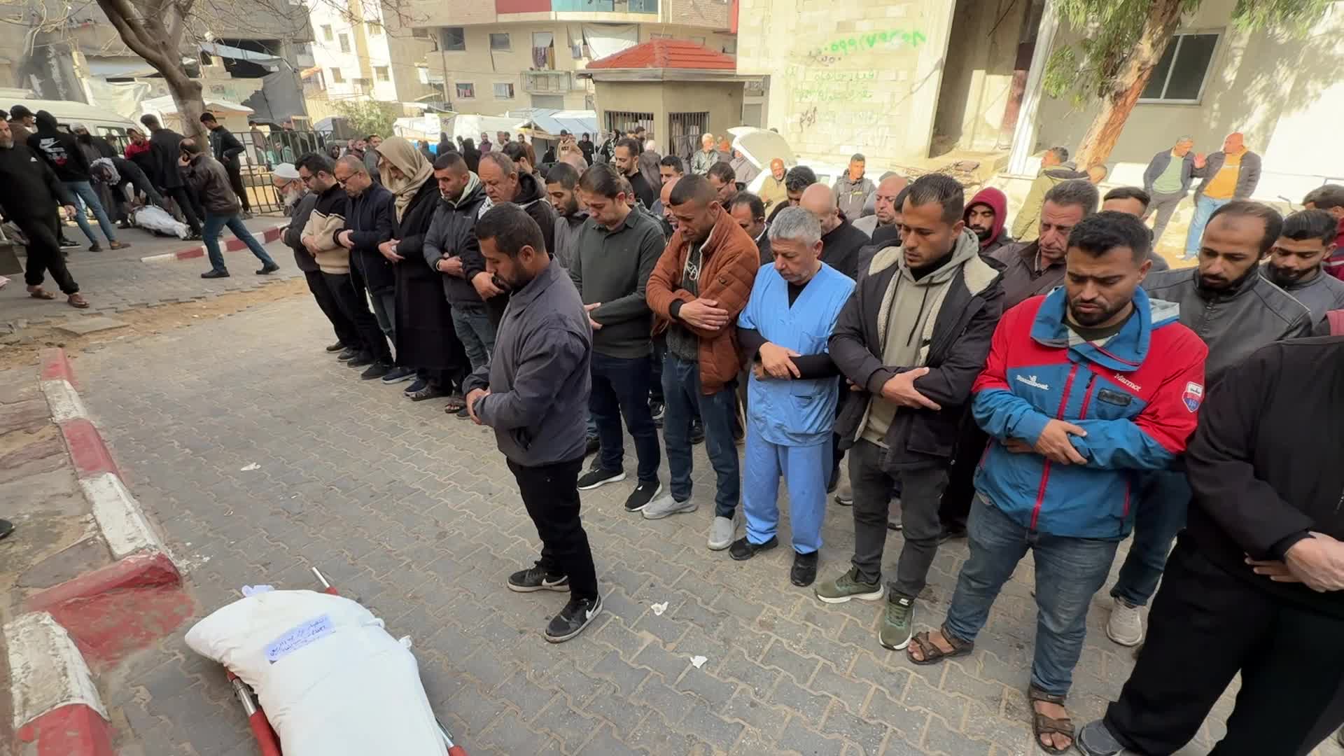 GRAPHIC CONTENT - Mourners React Following Israeli Strike At Al-Shifa Hospital In Gaza City