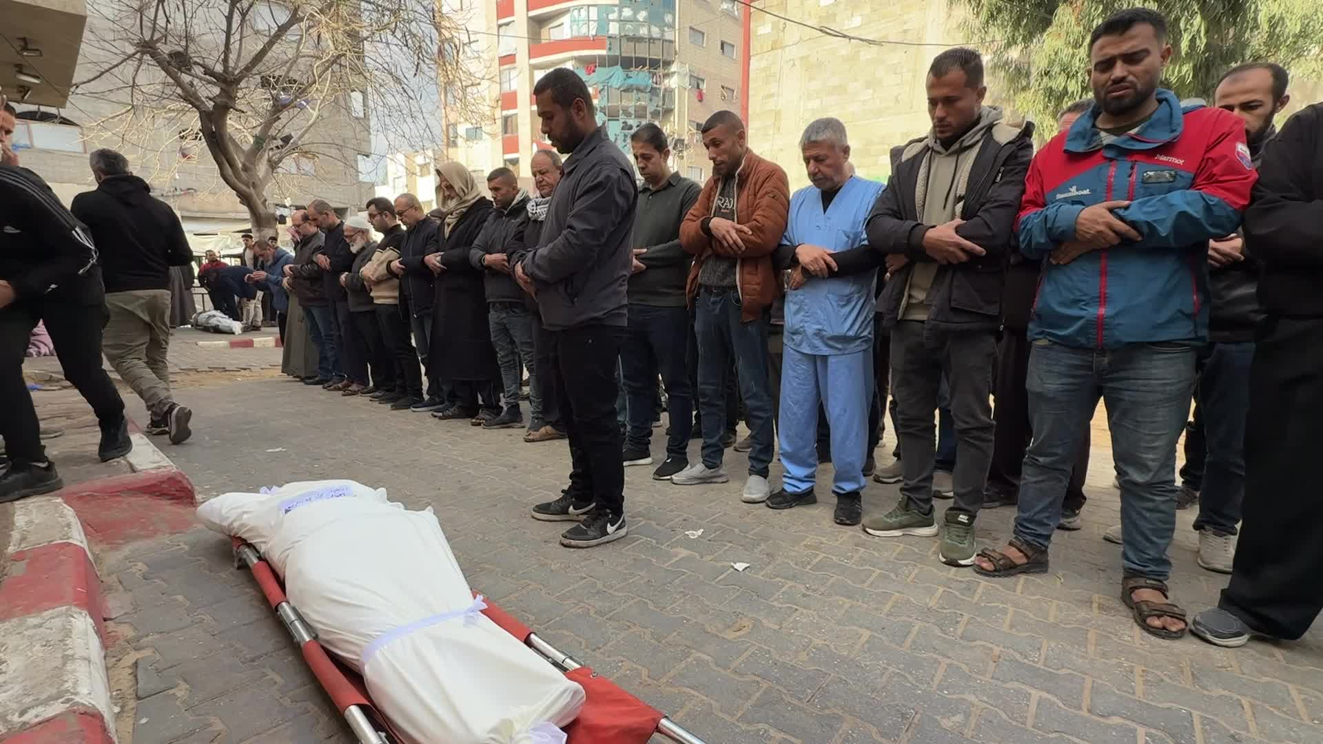GRAPHIC CONTENT - Mourners React Following Israeli Strike At Al-Shifa Hospital In Gaza City