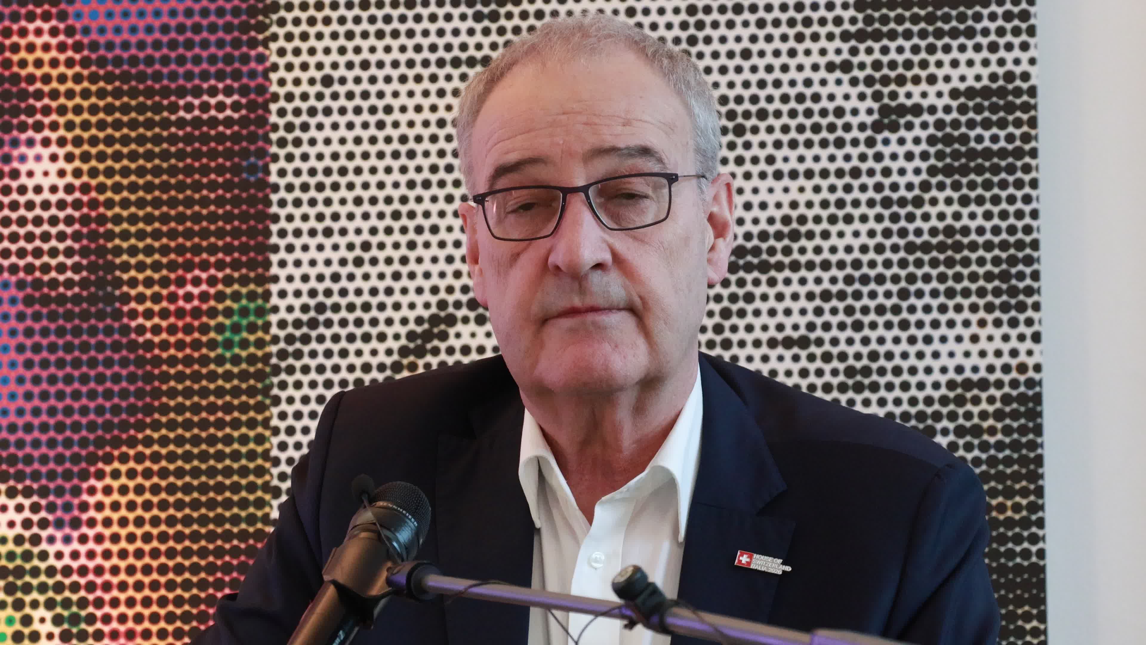 The press conference by President of Switzerland Guy Parmelin during the XXV Olympic Winter Games Milano Cortina 2026 at House of Switzerland in Milan