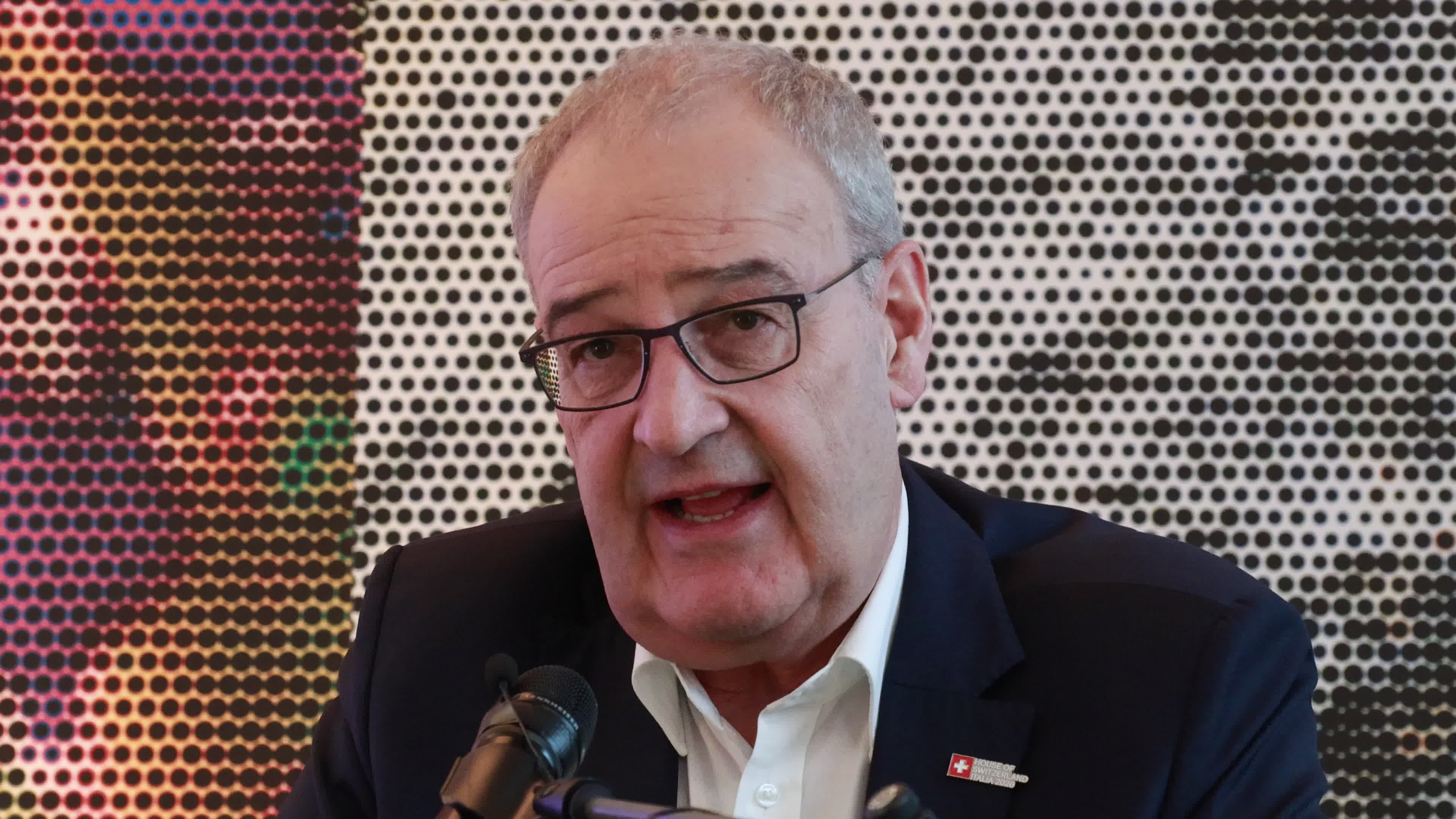 The press conference by President of Switzerland Guy Parmelin during the XXV Olympic Winter Games Milano Cortina 2026 at House of Switzerland in Milan