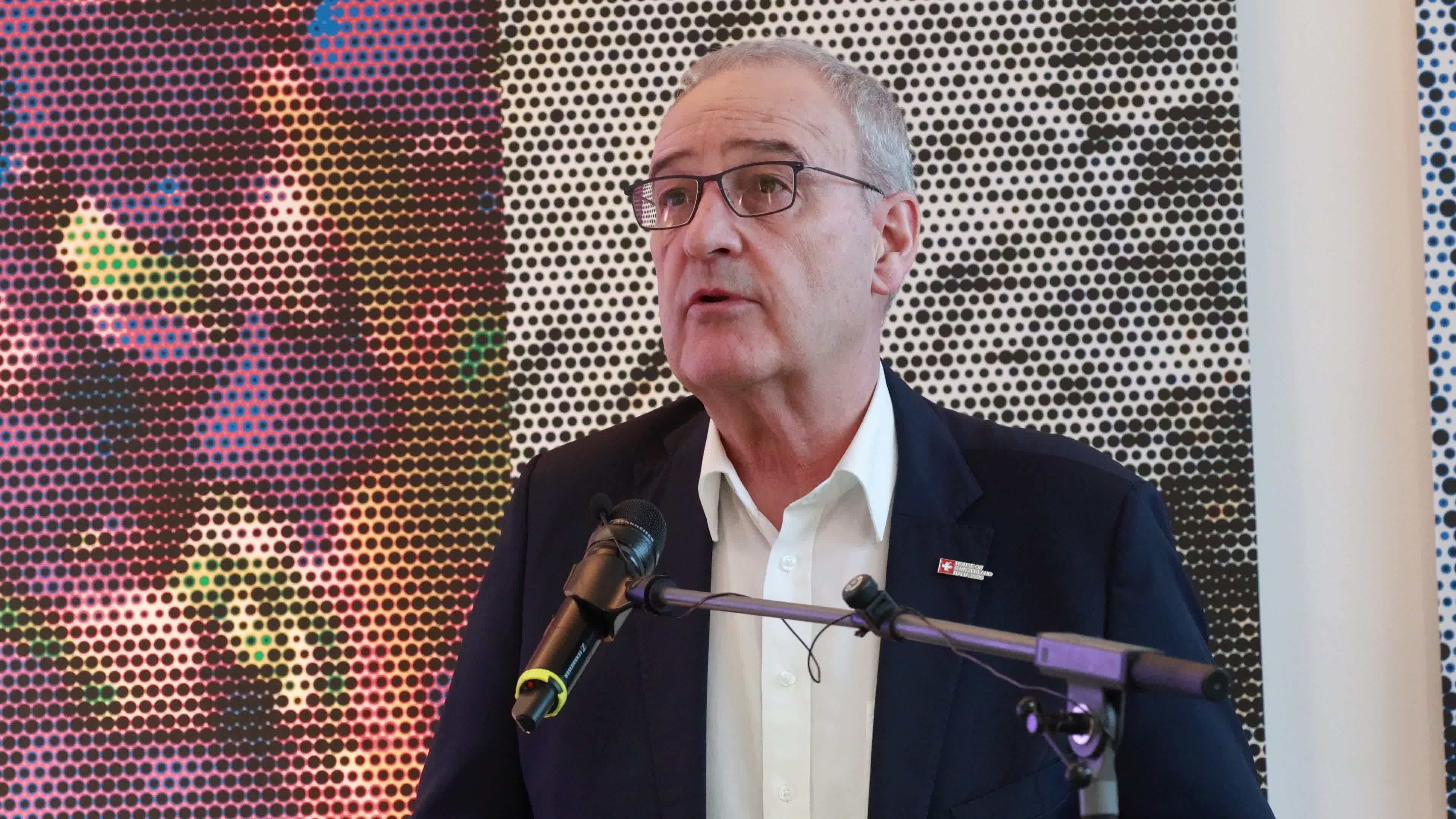 The press conference by President of Switzerland Guy Parmelin during the XXV Olympic Winter Games Milano Cortina 2026 at House of Switzerland in Milan