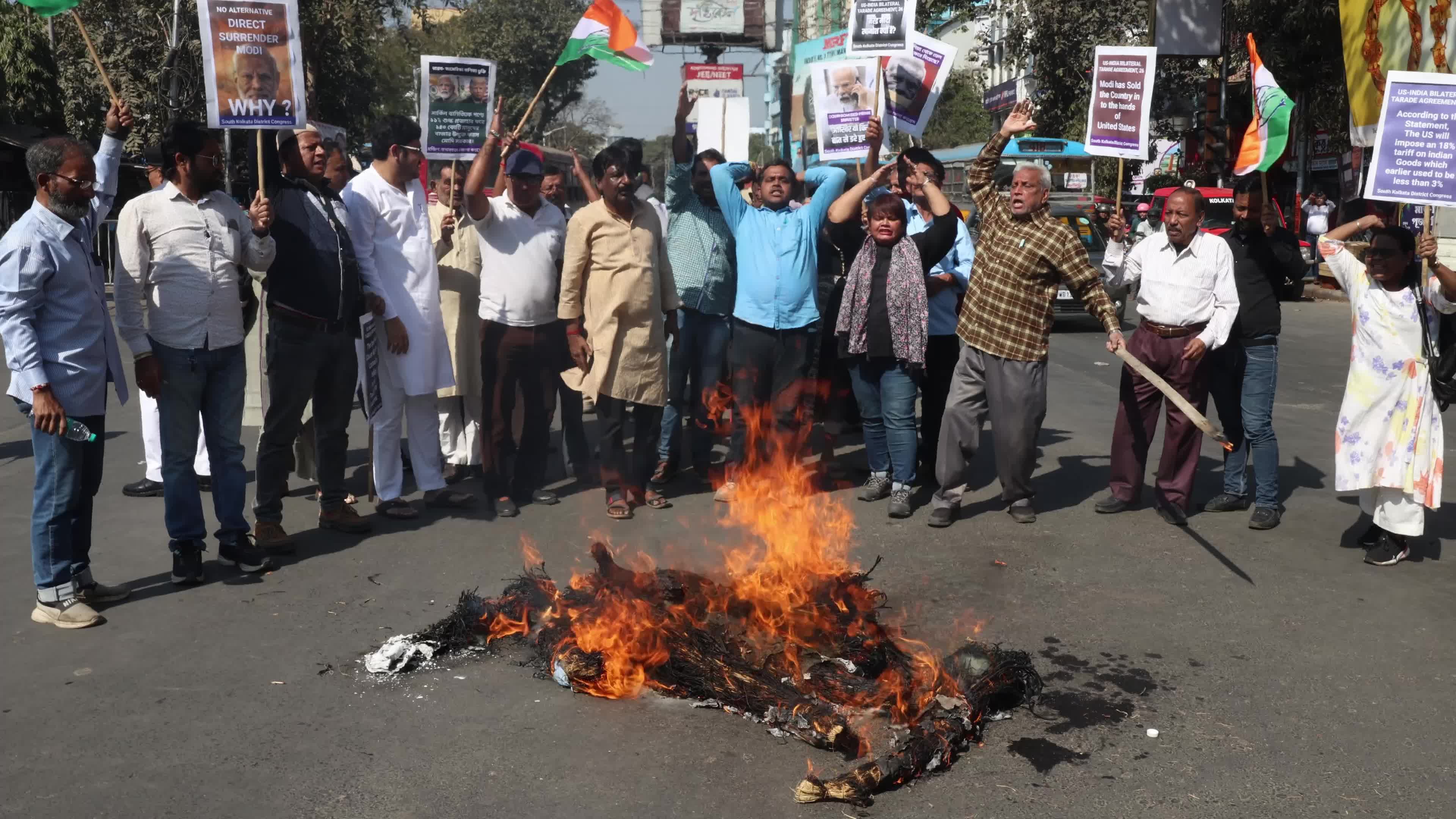 India-USA trade agreement protest In Kolkata, India