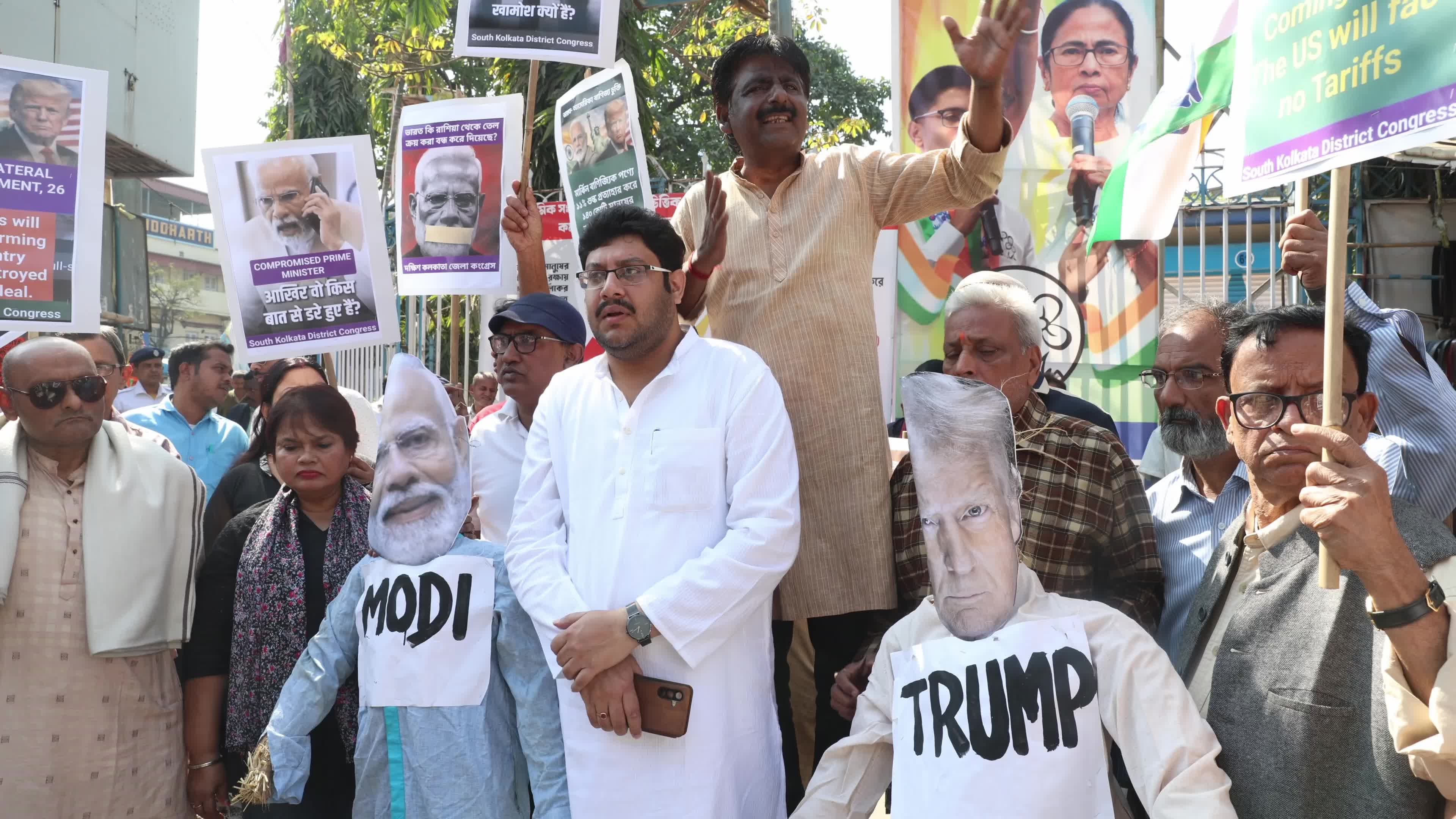India-USA trade agreement protest In Kolkata, India