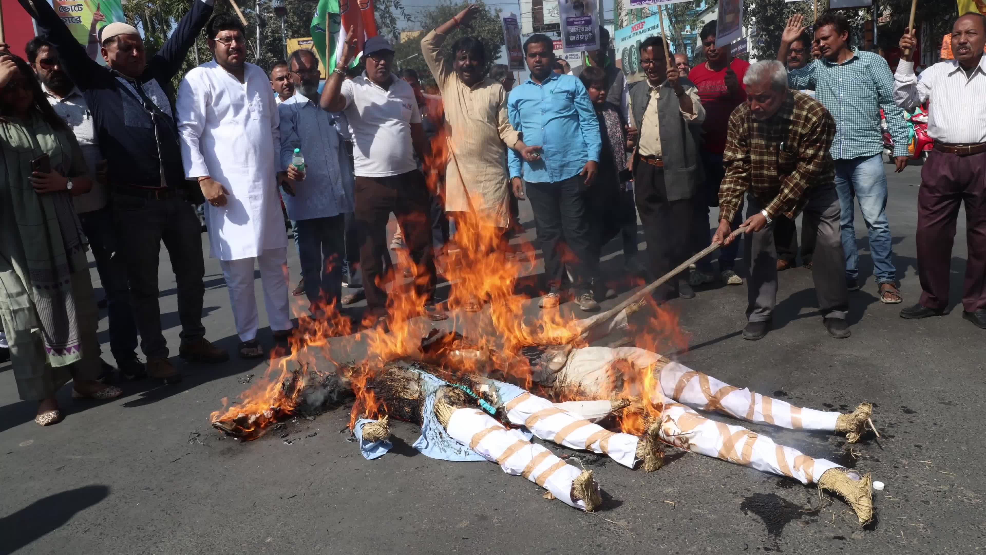 India-USA trade agreement protest In Kolkata, India