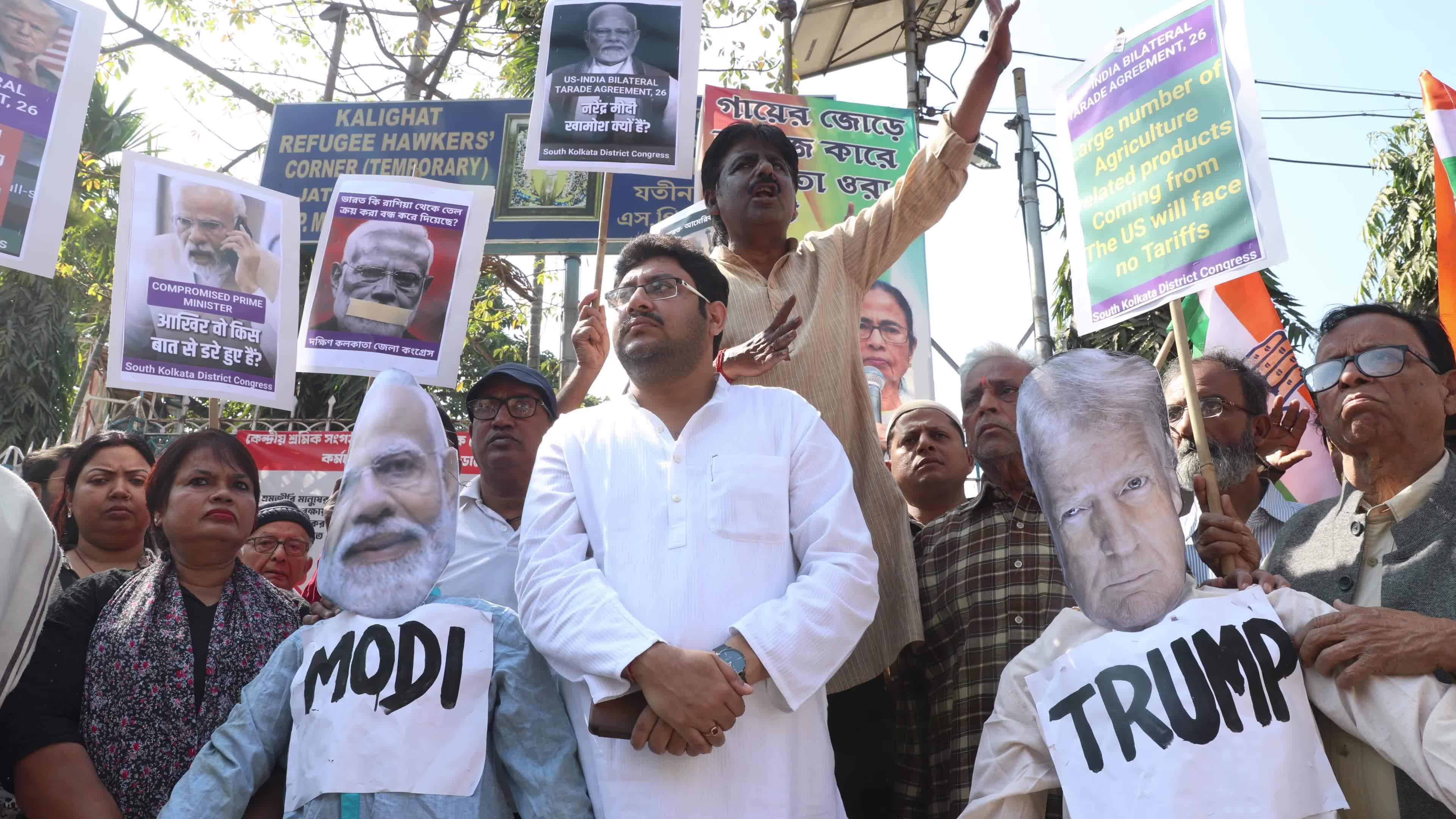 India-USA trade agreement protest In Kolkata, India