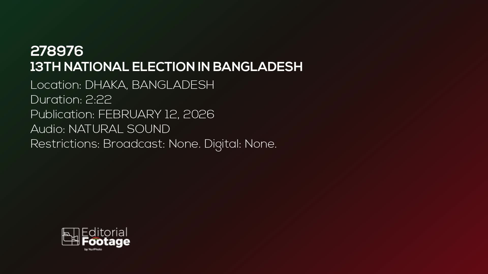 13th National Election In Bangladesh - 02/08/2026