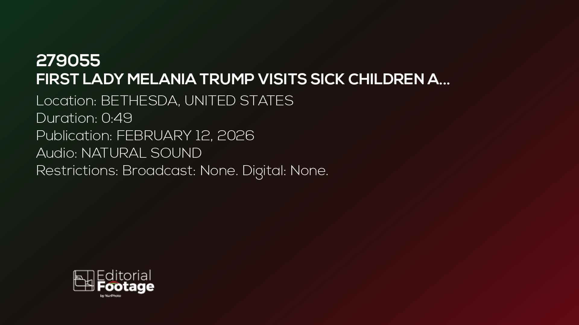 First Lady Melania Trump Visits Sick Children At The NIH's Children's Inn  - 02/11/2026