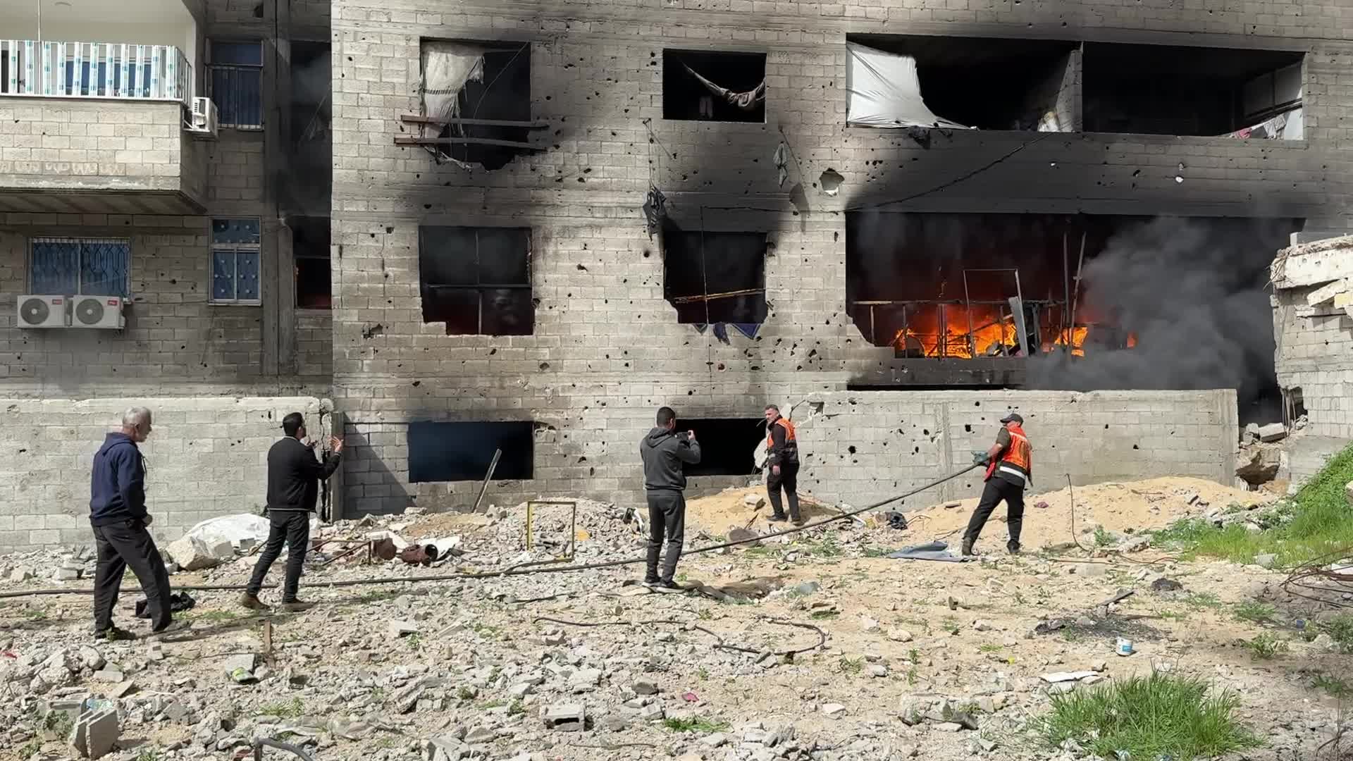 Fire In A Warehouses With Aid In Gaza, Palestine
