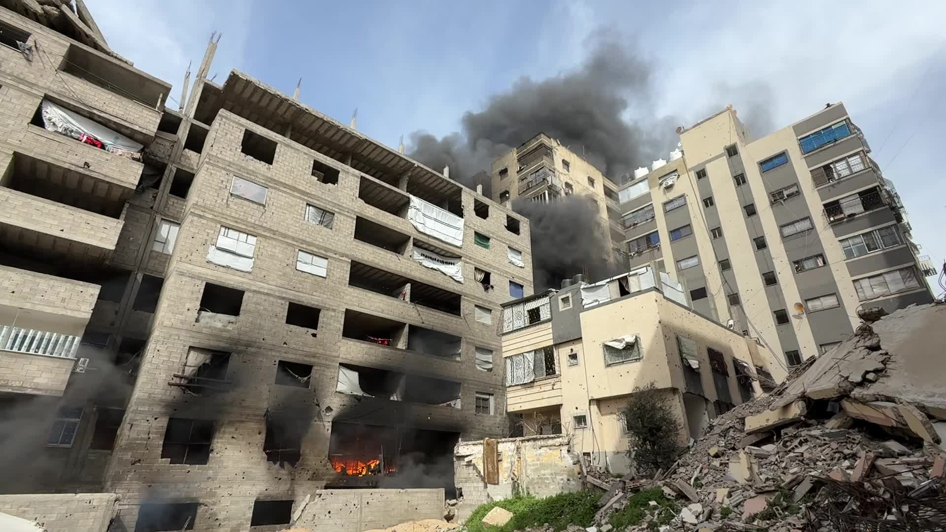 Fire In A Warehouses With Aid In Gaza, Palestine