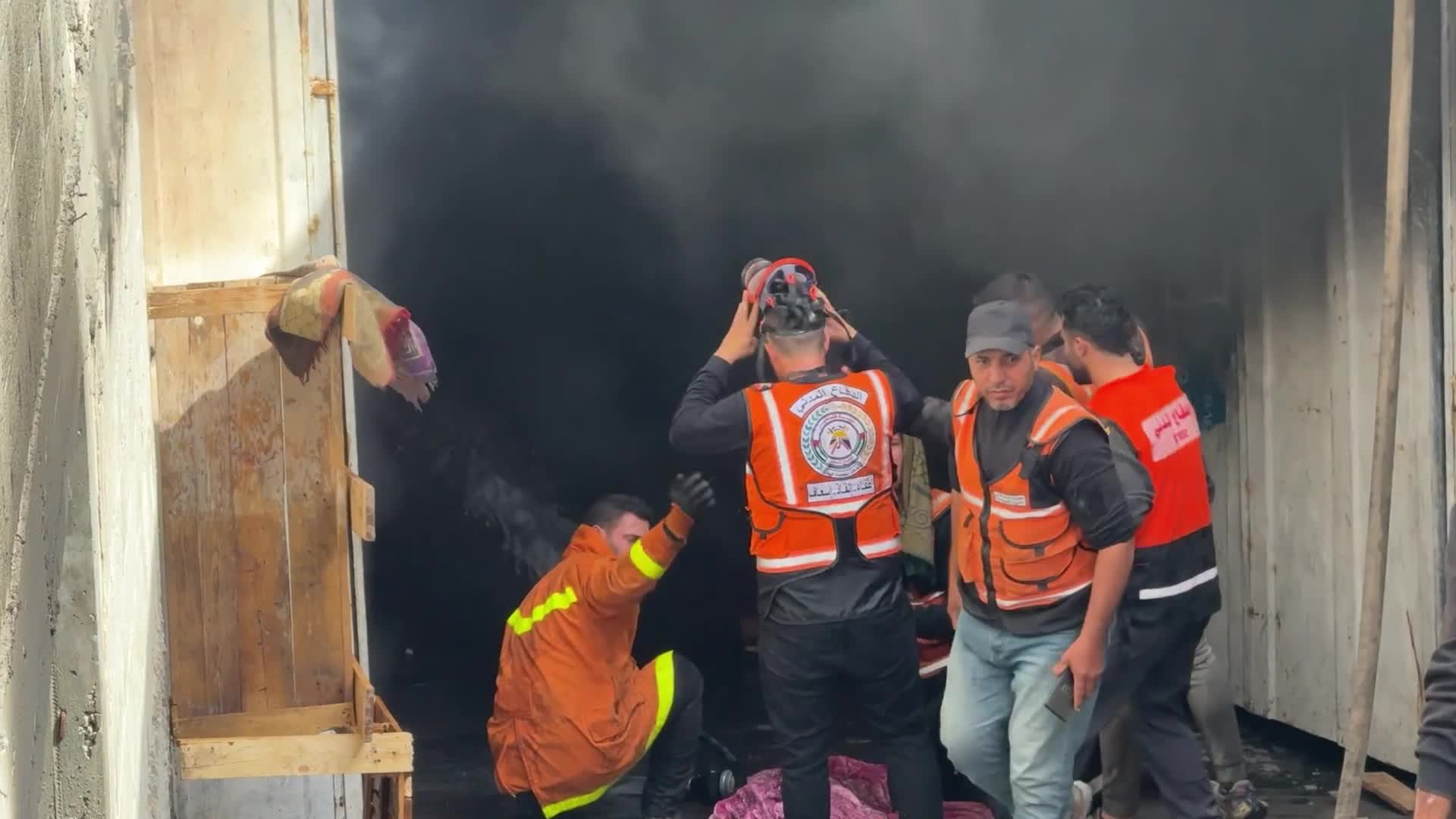 Fire In A Warehouses With Aid In Gaza, Palestine