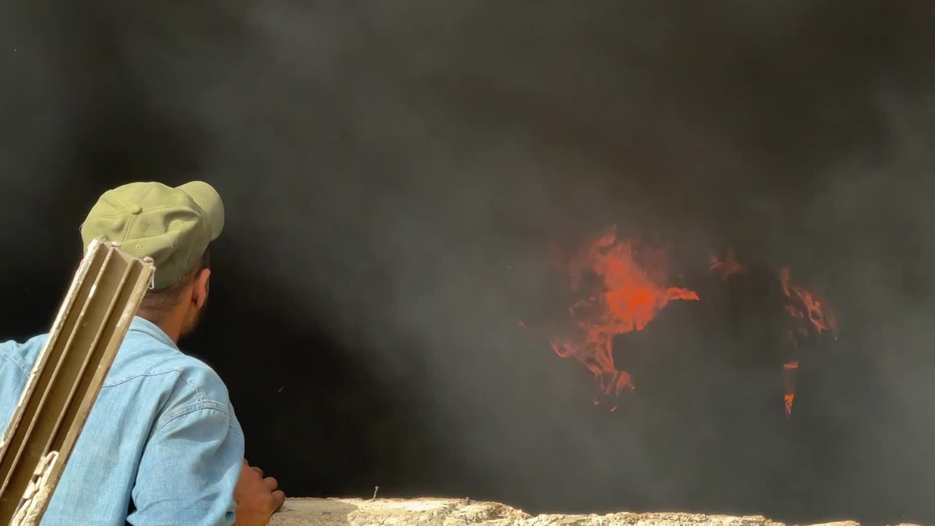 Fire In A Warehouses With Aid In Gaza, Palestine