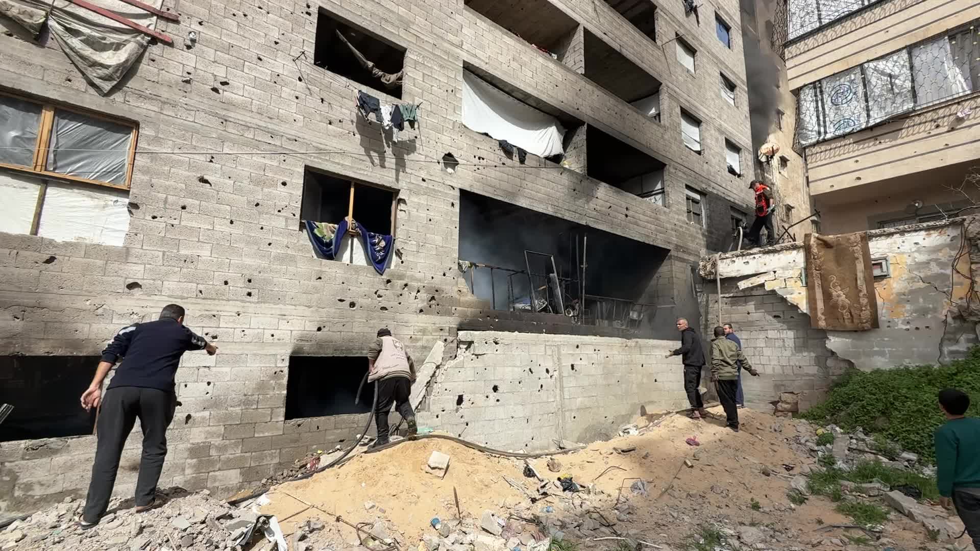 Fire In A Warehouses With Aid In Gaza, Palestine