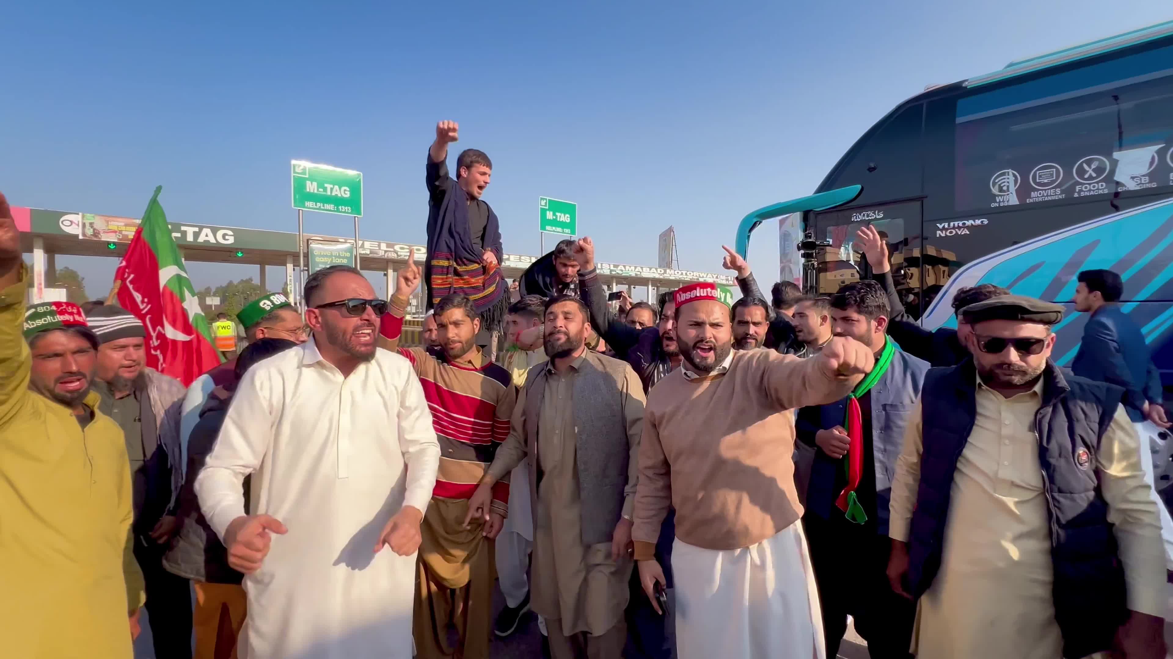 Supporters of jailed former Prime Minister Imran Khan protest over concerns about their leader's health in Peshawar