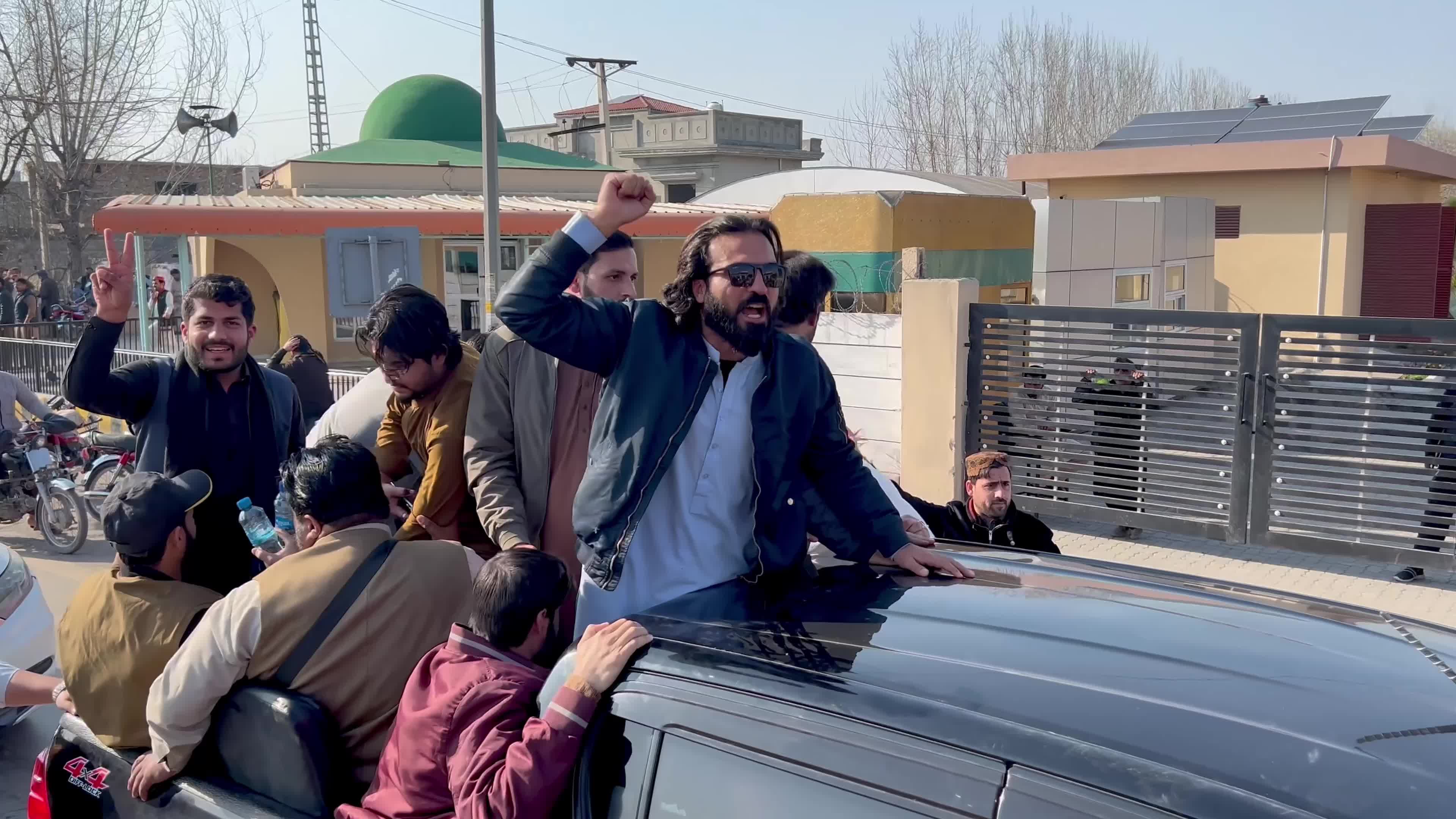 Supporters of jailed former Prime Minister Imran Khan protest over concerns about their leader's health in Peshawar