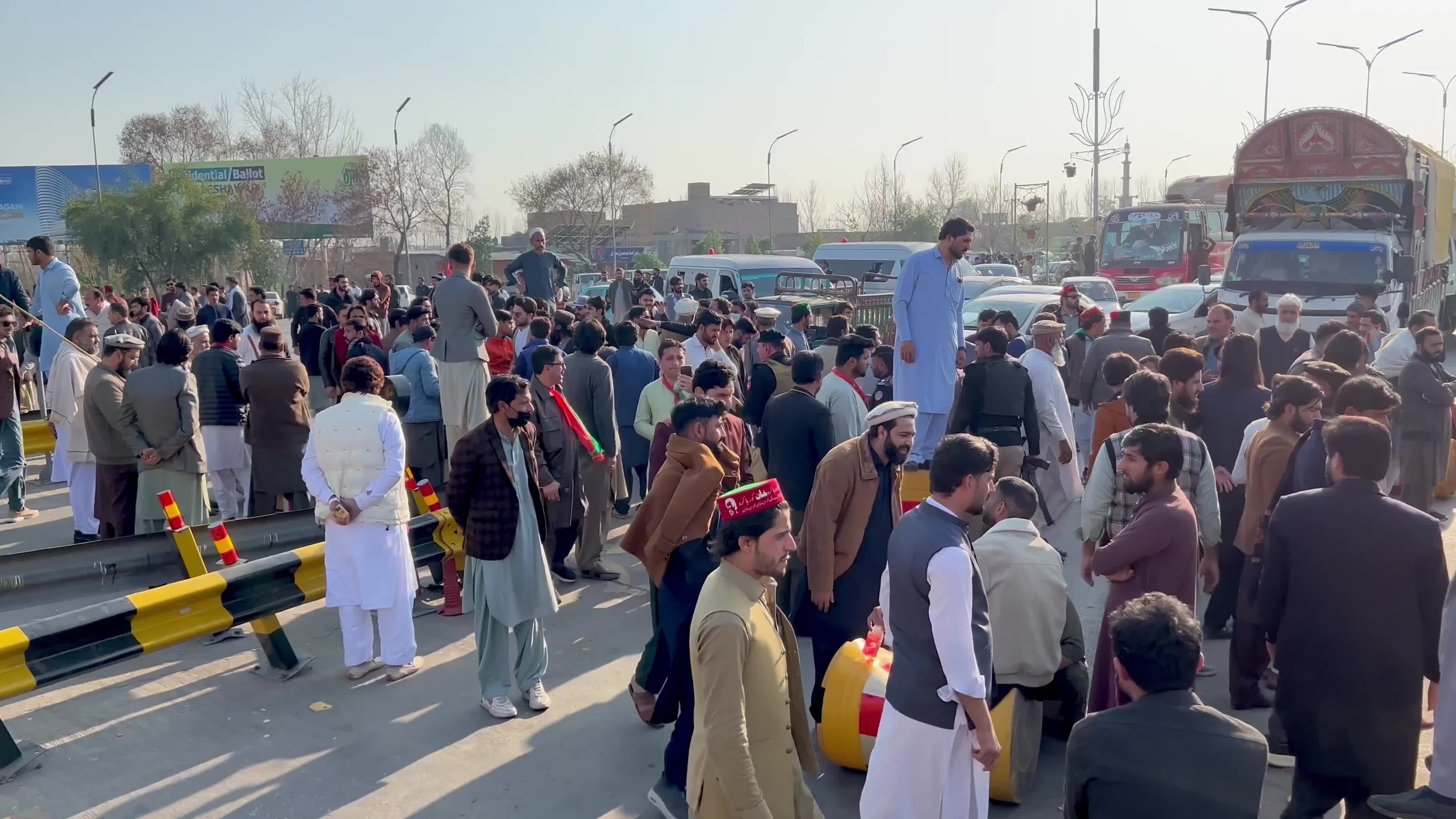 Supporters of jailed former Prime Minister Imran Khan protest over concerns about their leader's health in Peshawar