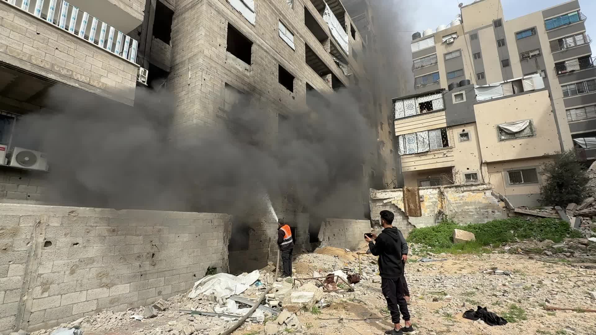 Fire In A Warehouses With Aid In Gaza, Palestine