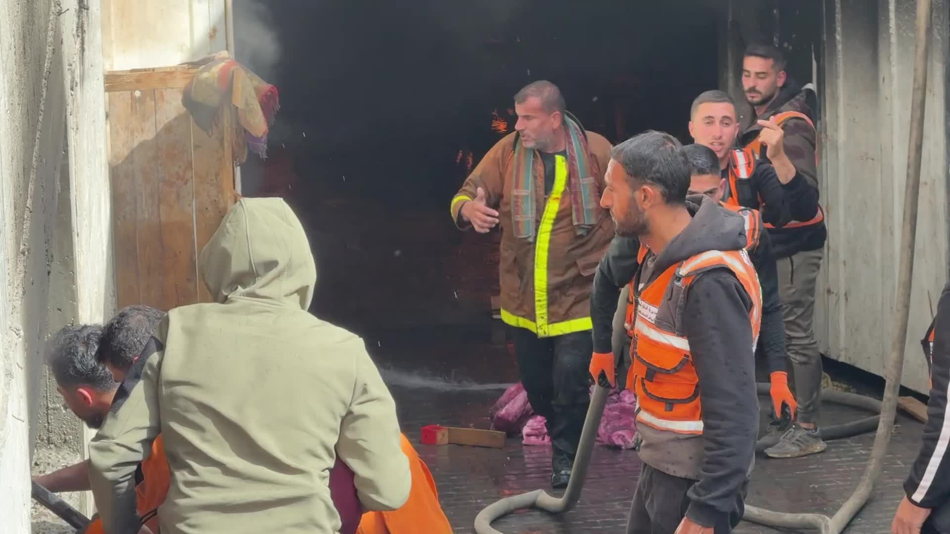 Fire In A Warehouses With Aid In Gaza, Palestine