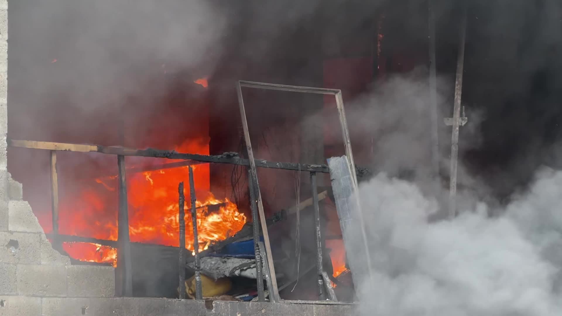 Fire In A Warehouses With Aid In Gaza, Palestine