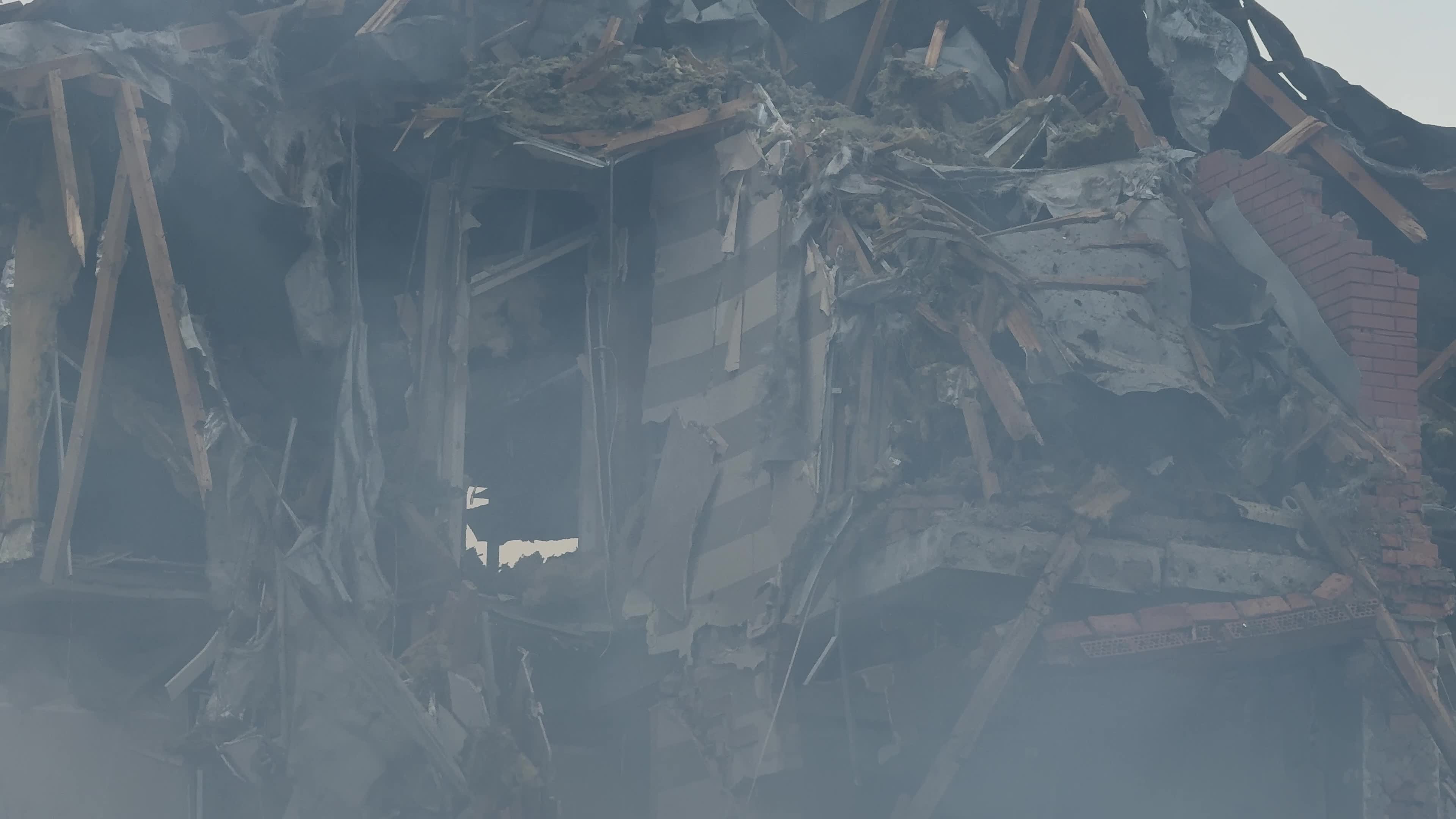 The aftermath of a Russian missile strike on a residential area in Kyiv, Ukraine