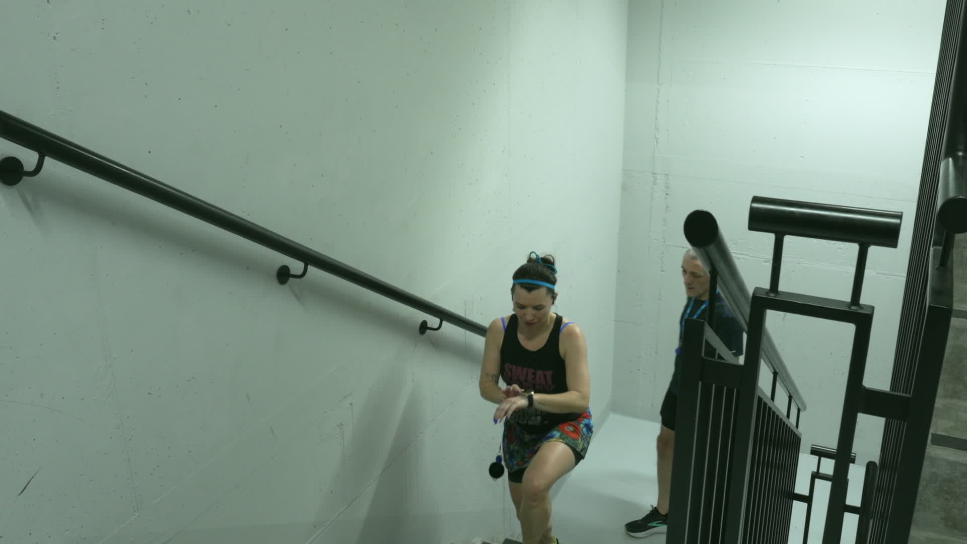 People take part in "Everest" skyscraper run