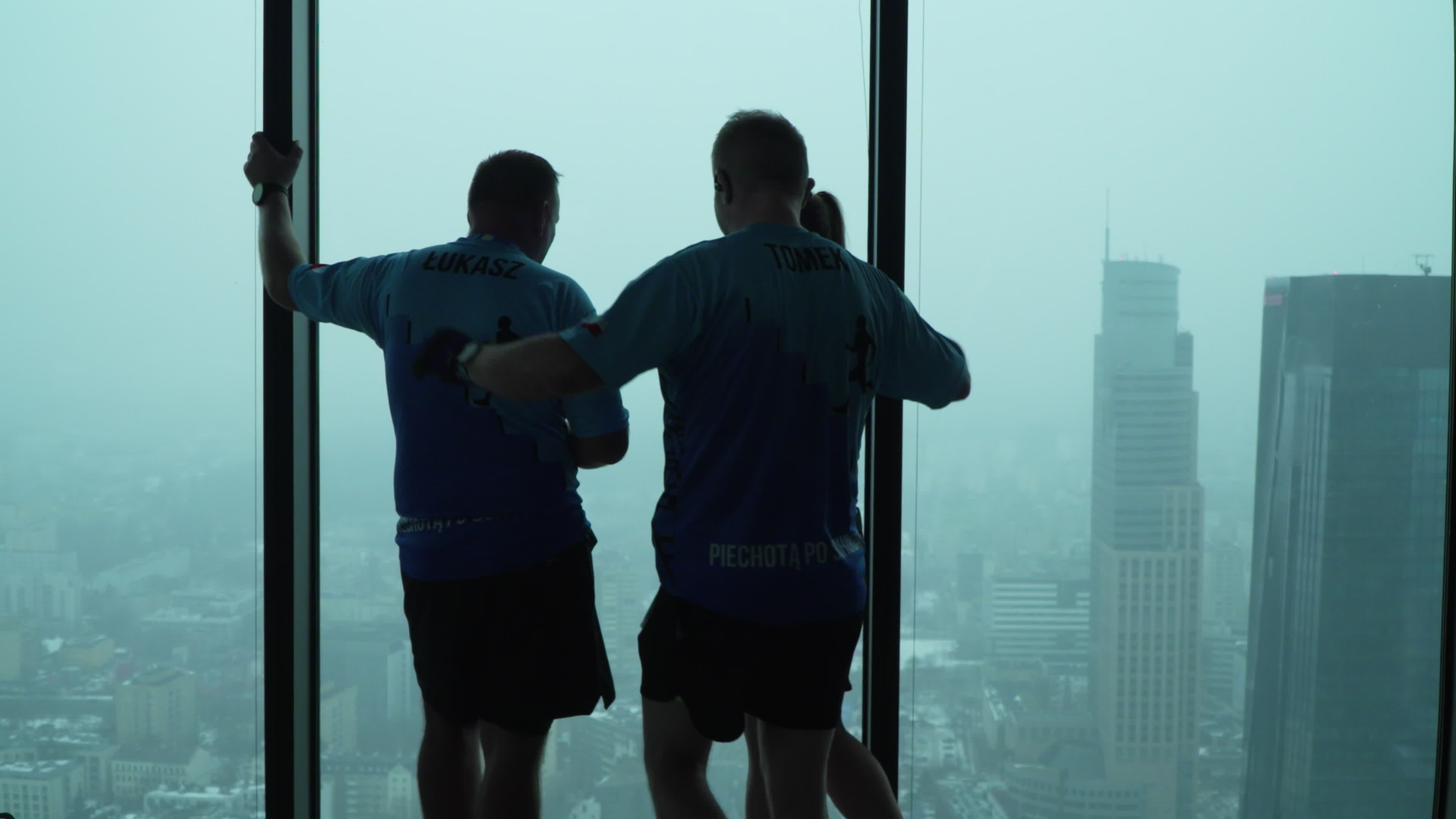 People take part in "Everest" skyscraper run