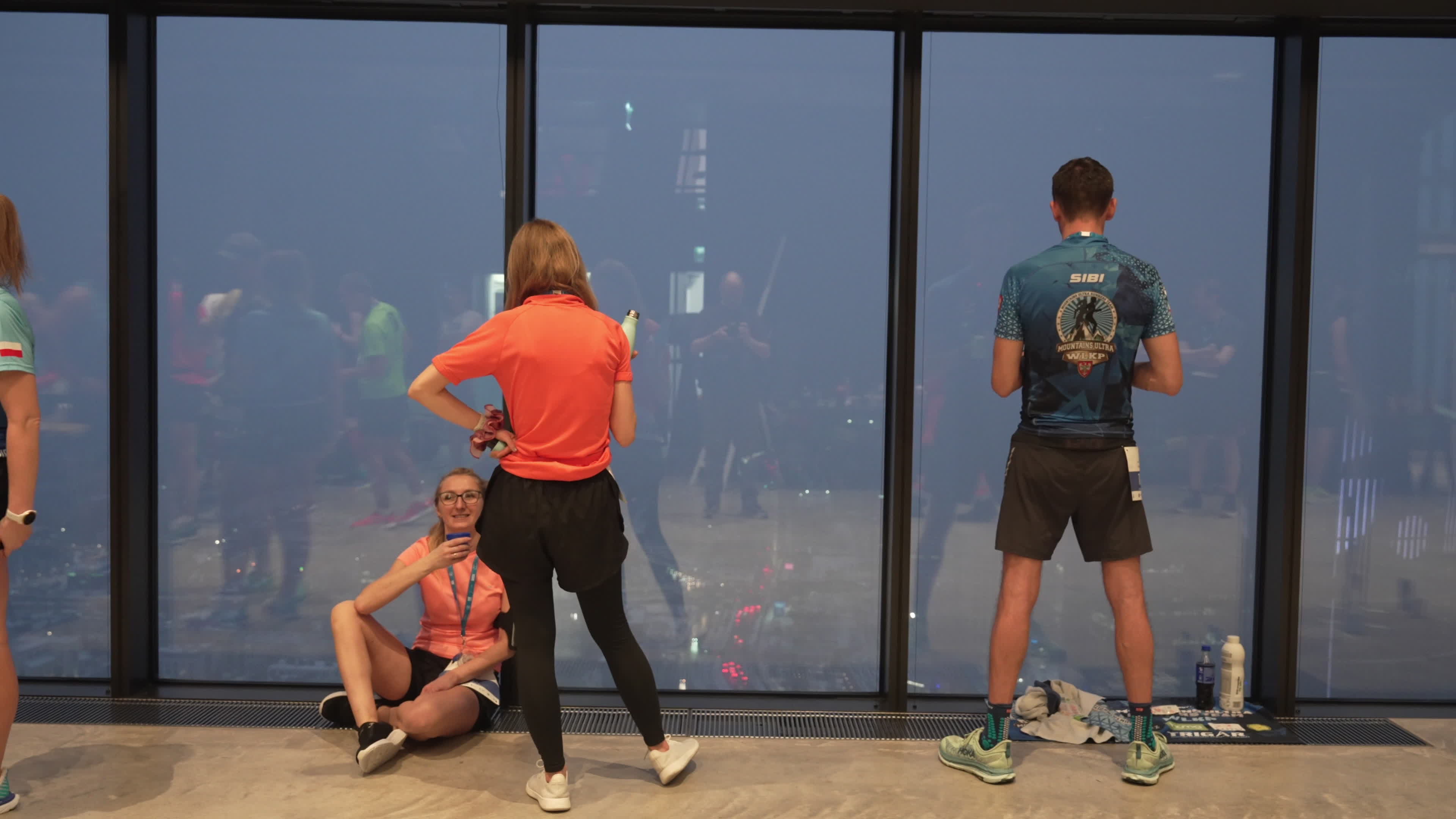 People take part in "Everest" skyscraper run