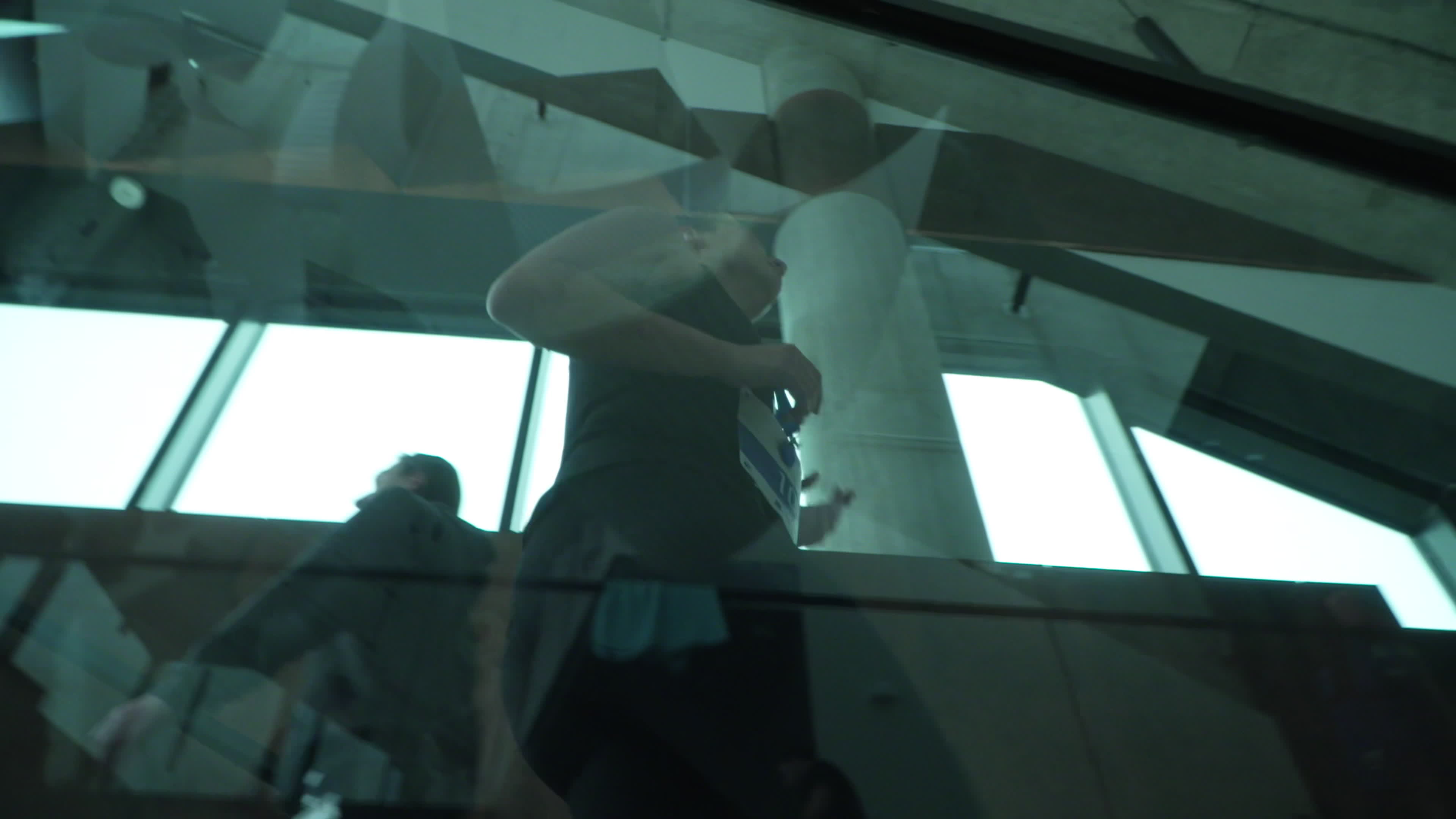 People take part in "Everest" skyscraper run