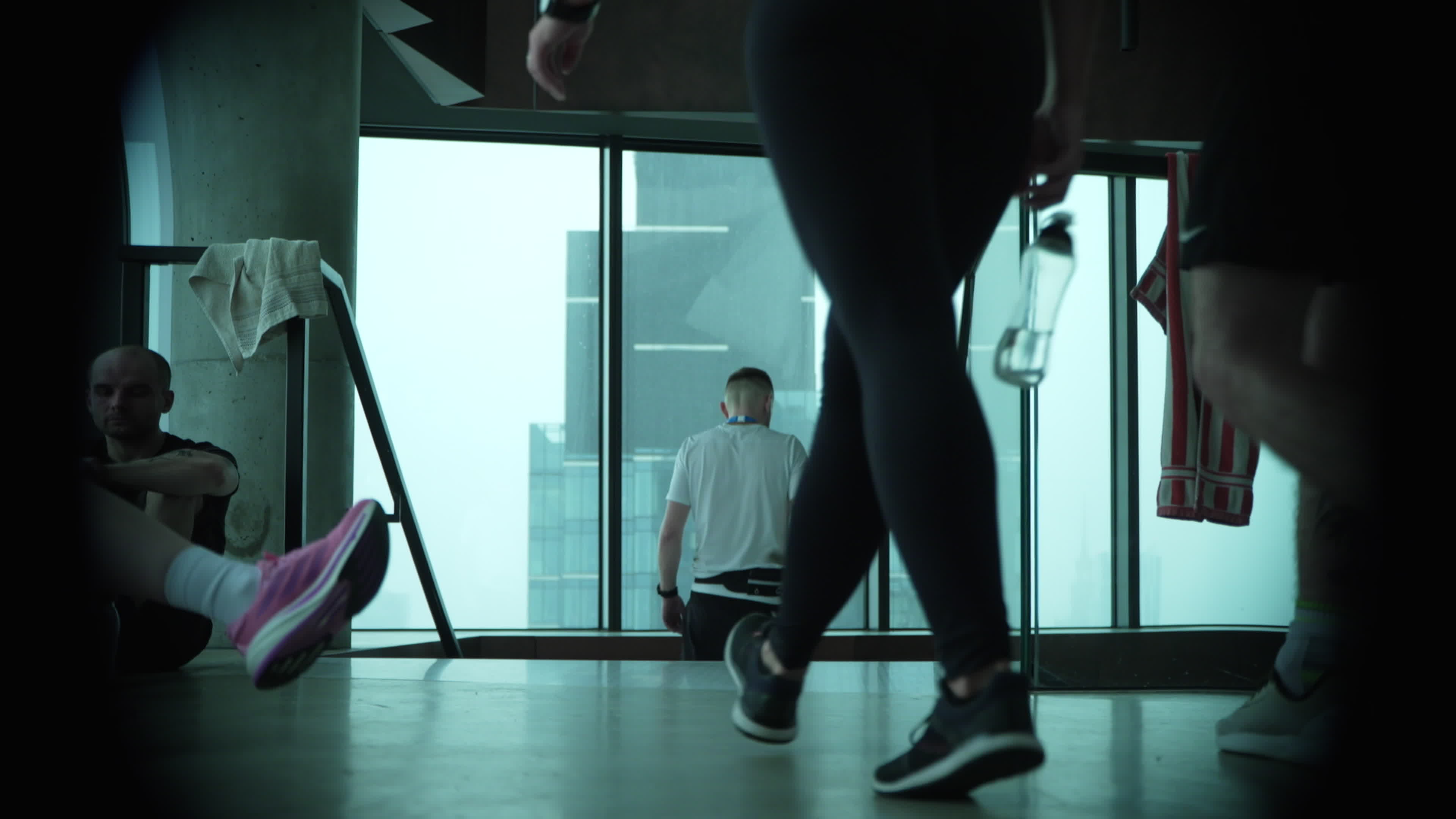 People take part in "Everest" skyscraper run