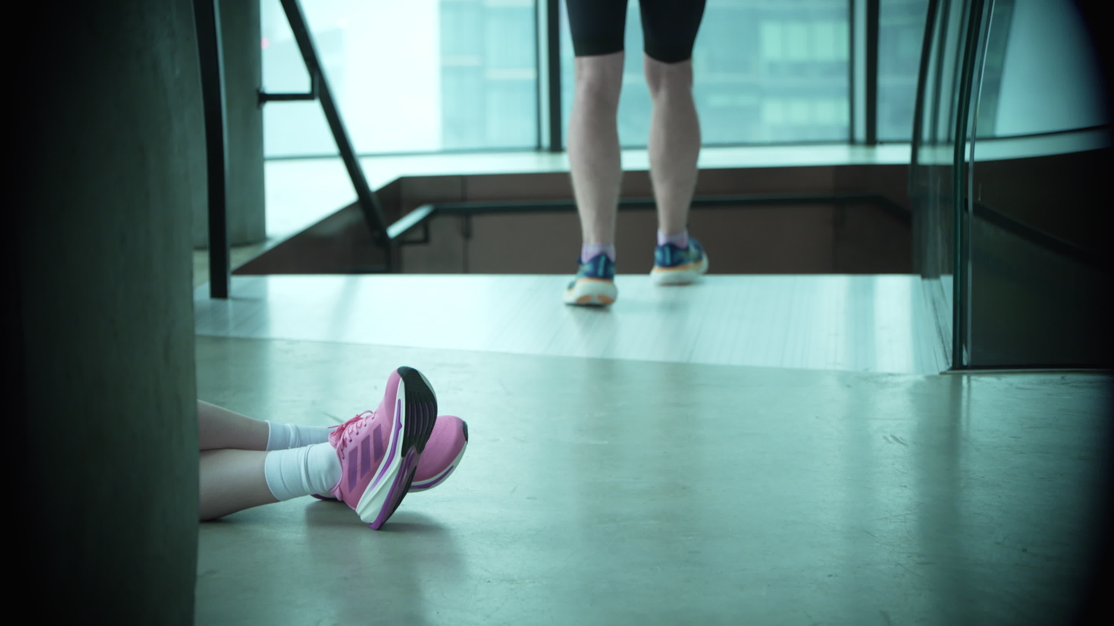 People take part in "Everest" skyscraper run