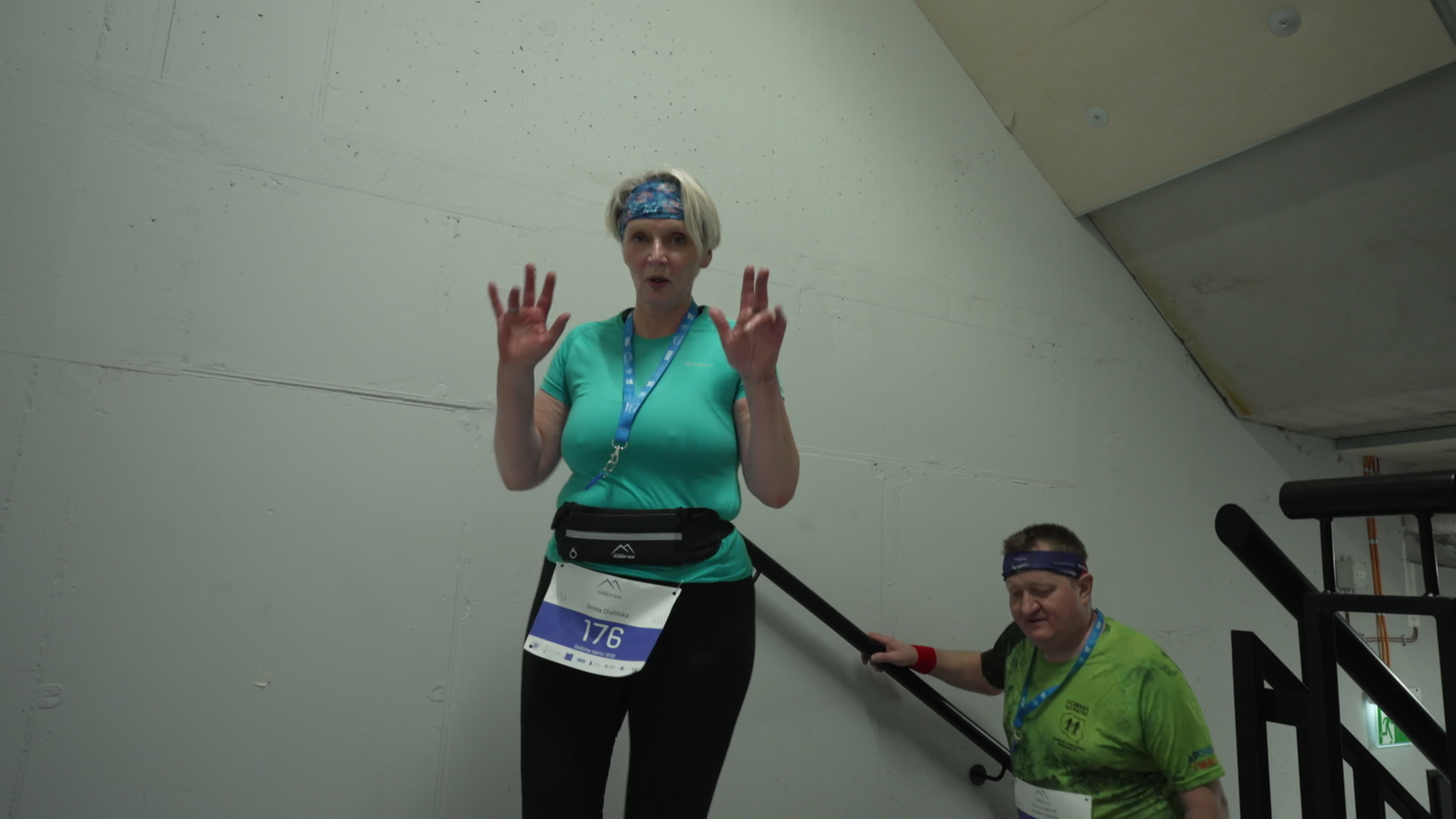 People take part in "Everest" skyscraper run