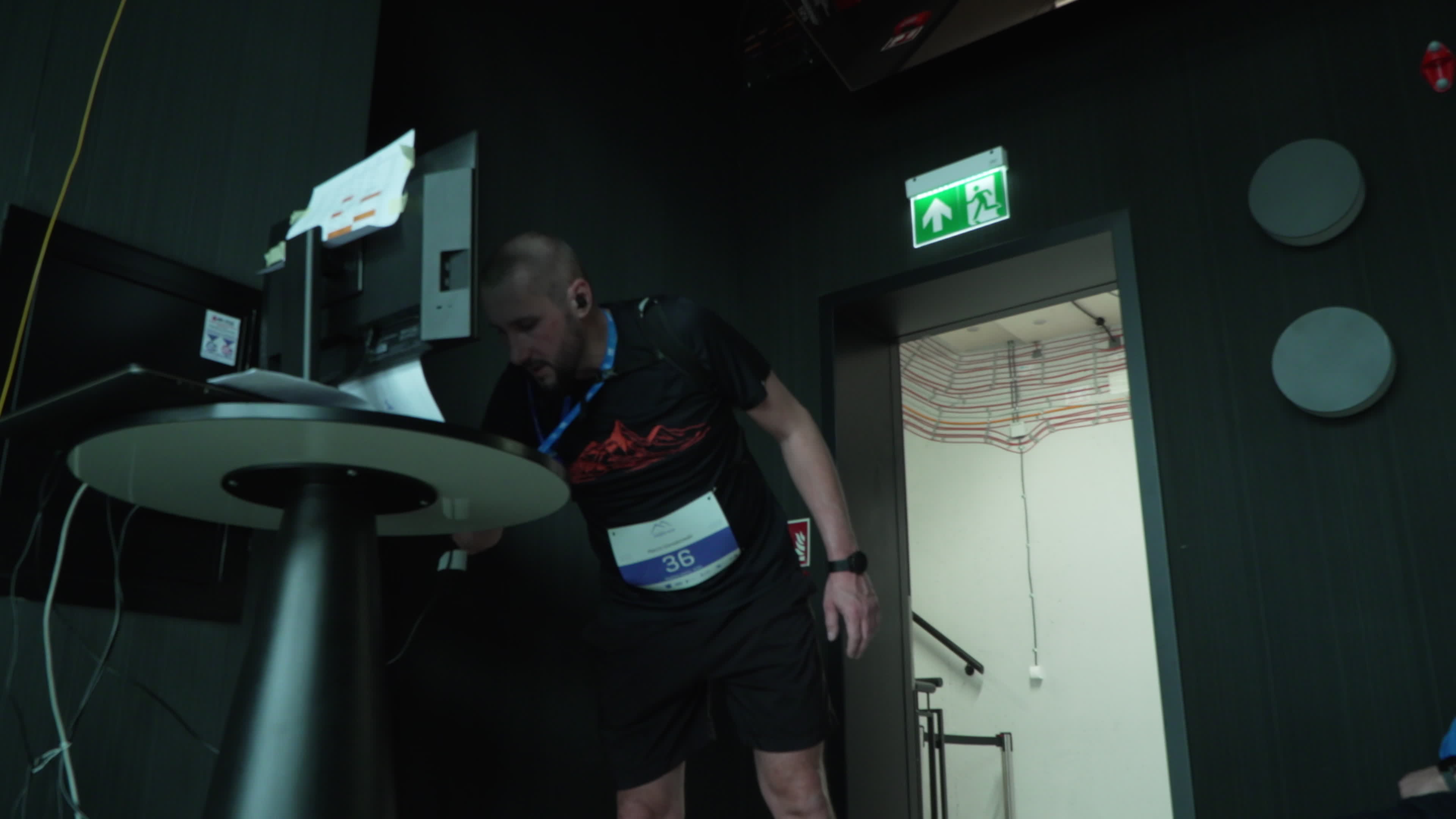People take part in "Everest" skyscraper run