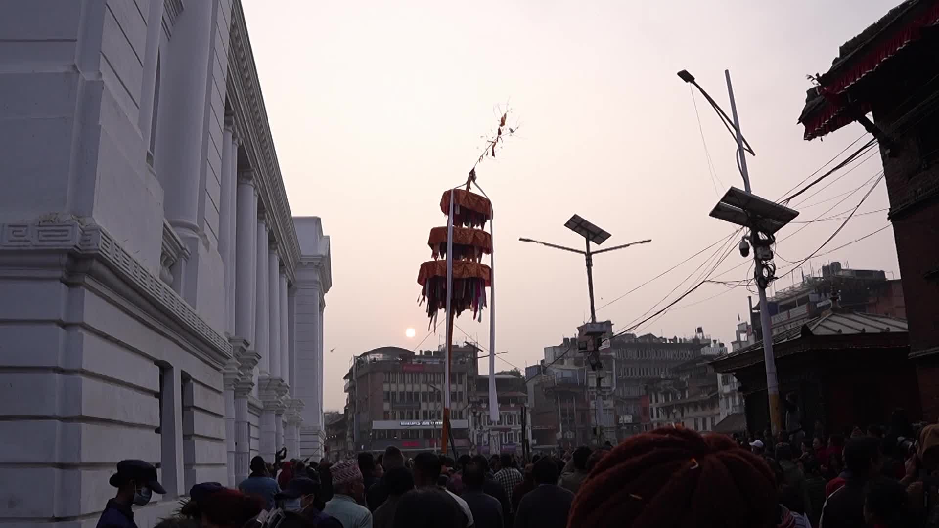 Holi Begins with Chir installation at Basantapur Durbar Square, Kathmandu, Nepal