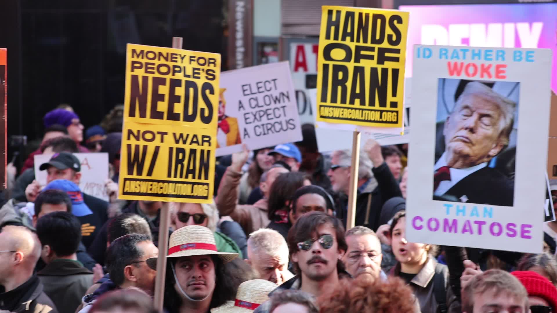 Protest in New York following the US and Israeli attack on Iran.