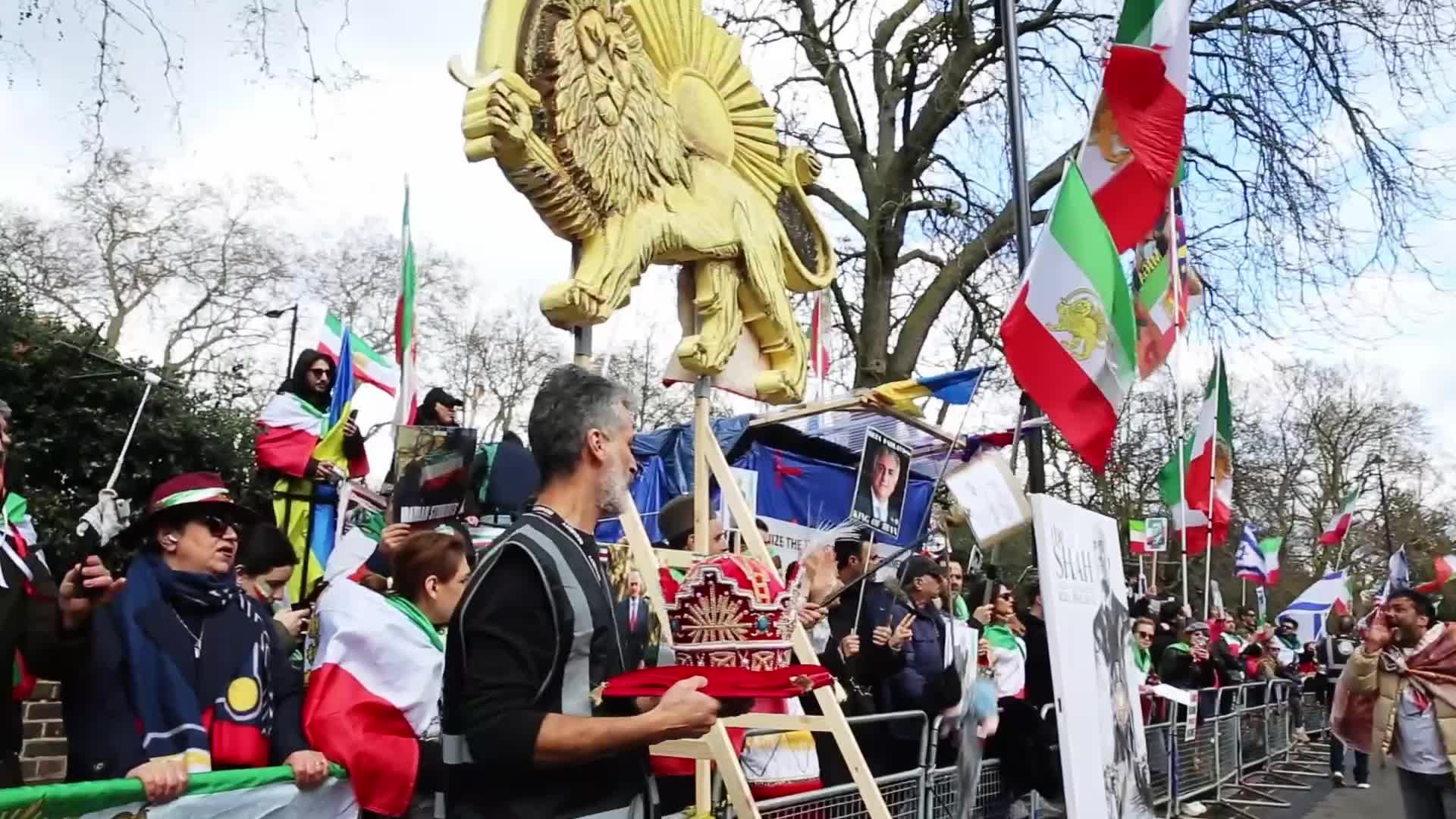Iranians stage a protest against the Islamic regime in Iran