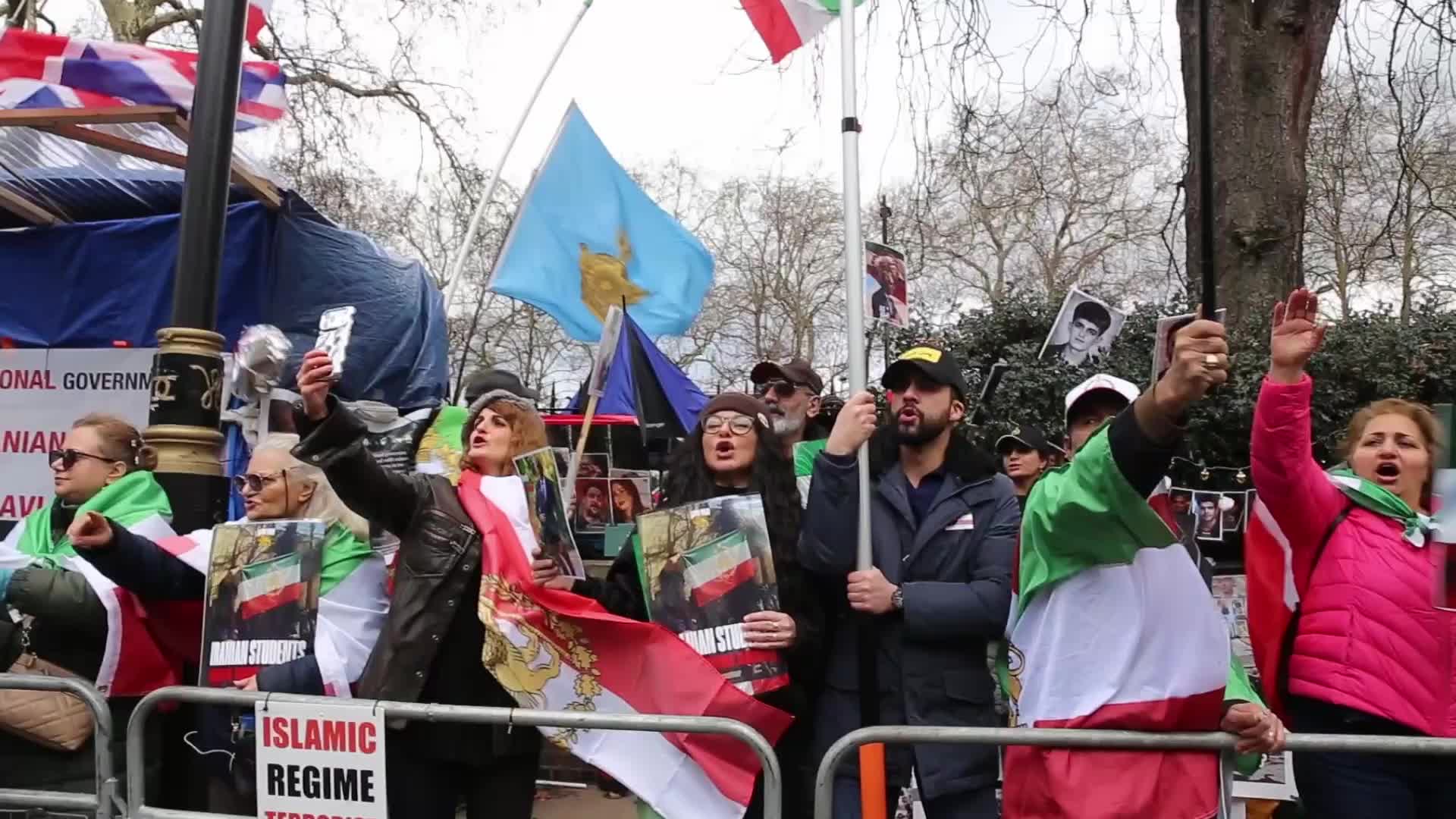 Iranians stage a protest against the Islamic regime in Iran