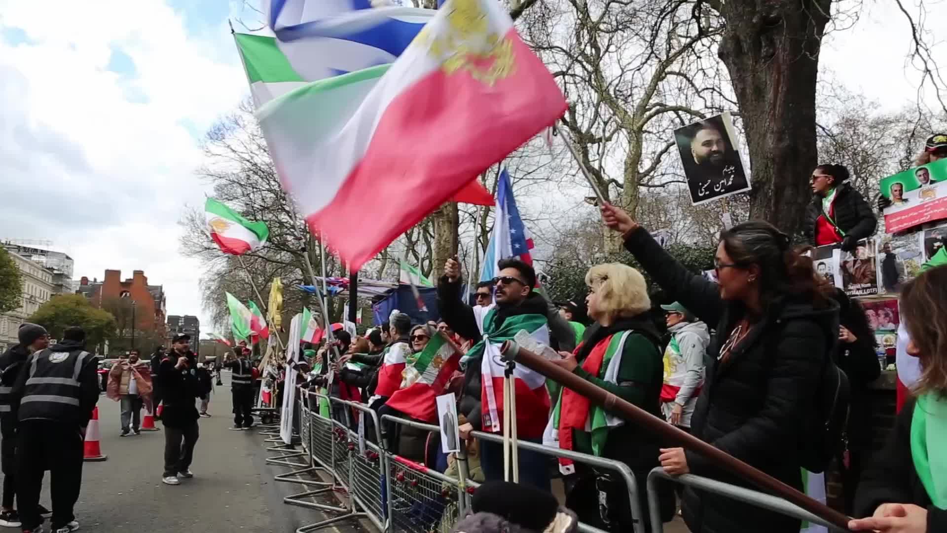 Iranians stage a protest against the Islamic regime in Iran