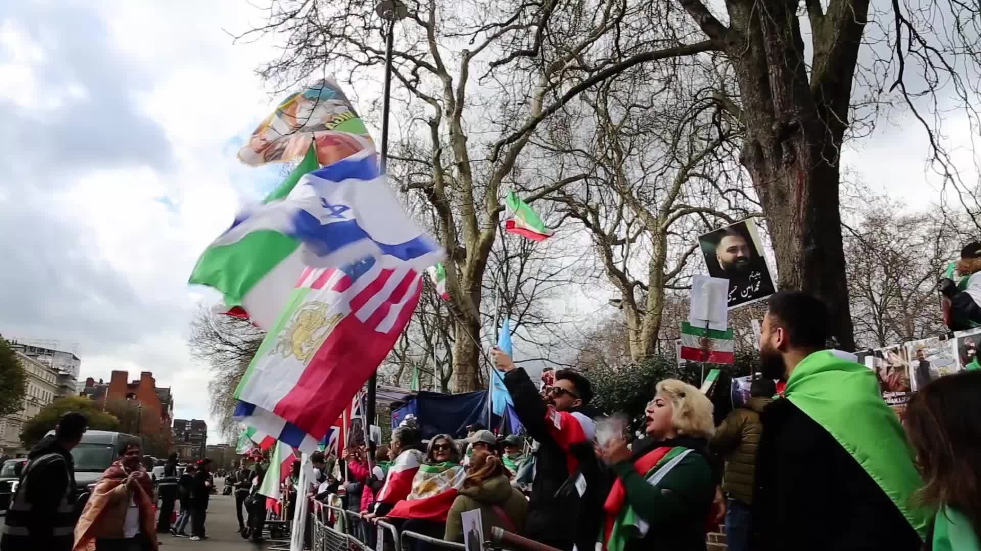 Iranians stage a protest against the Islamic regime in Iran