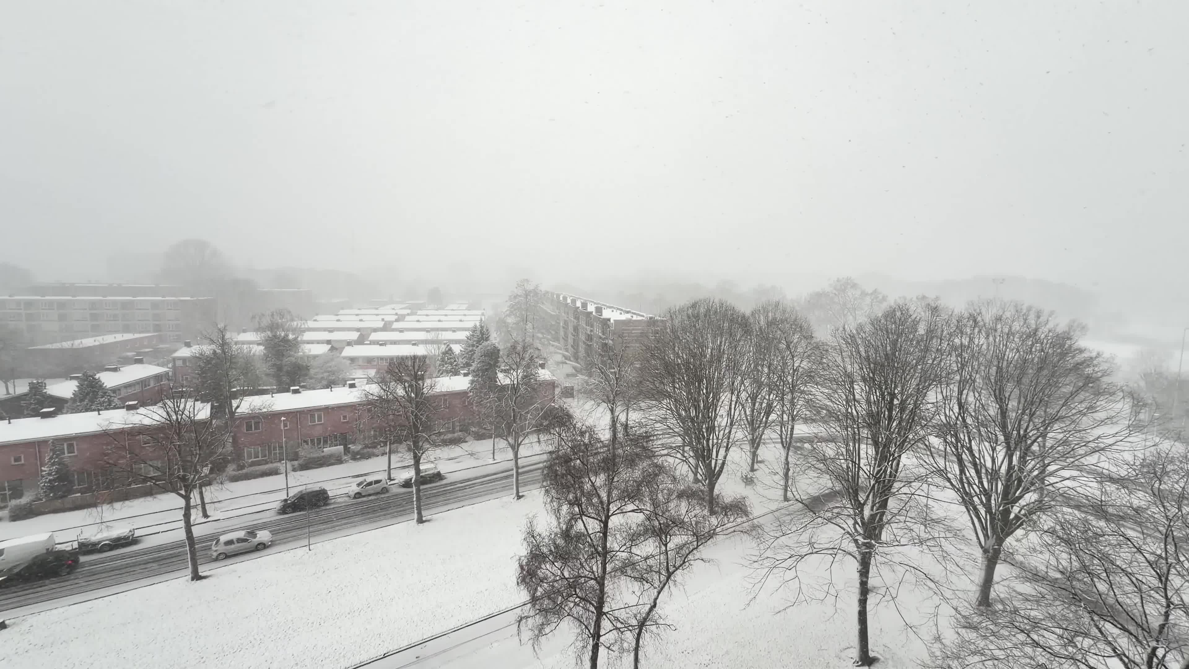 Winter Snowfall Affects the Netherlands